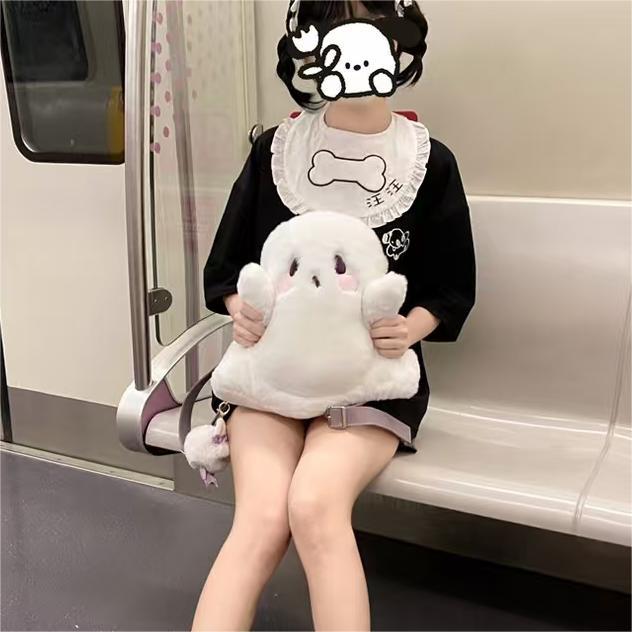Original Ghost Plush Backpack/Crossbody Bag – Adorable Halloween Must-Have! 🎃👻💜
