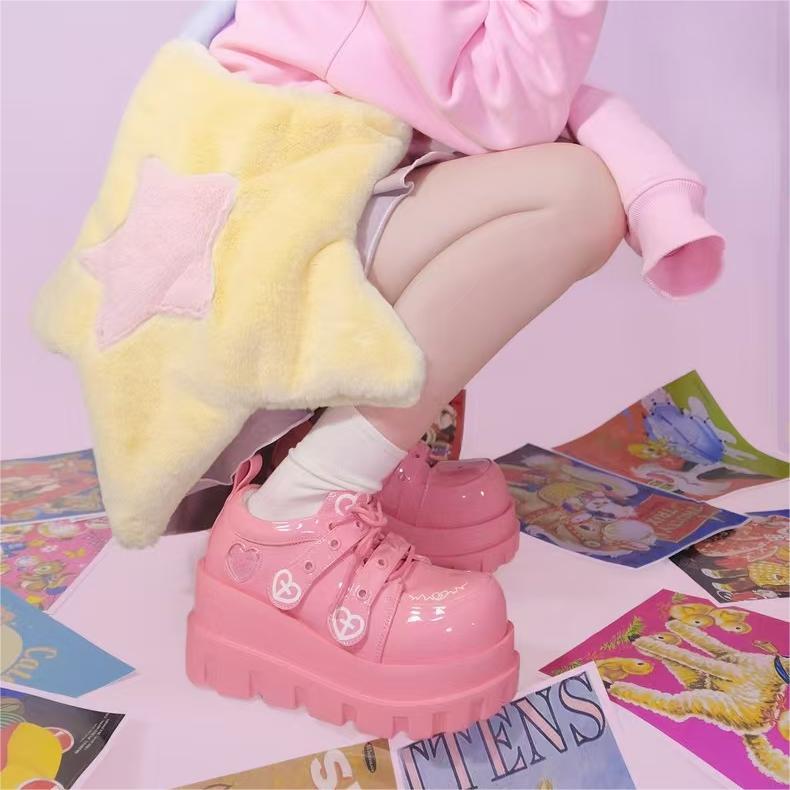 Telepathy GURURU original punk water injection heart cross macaron subculture thick shoes