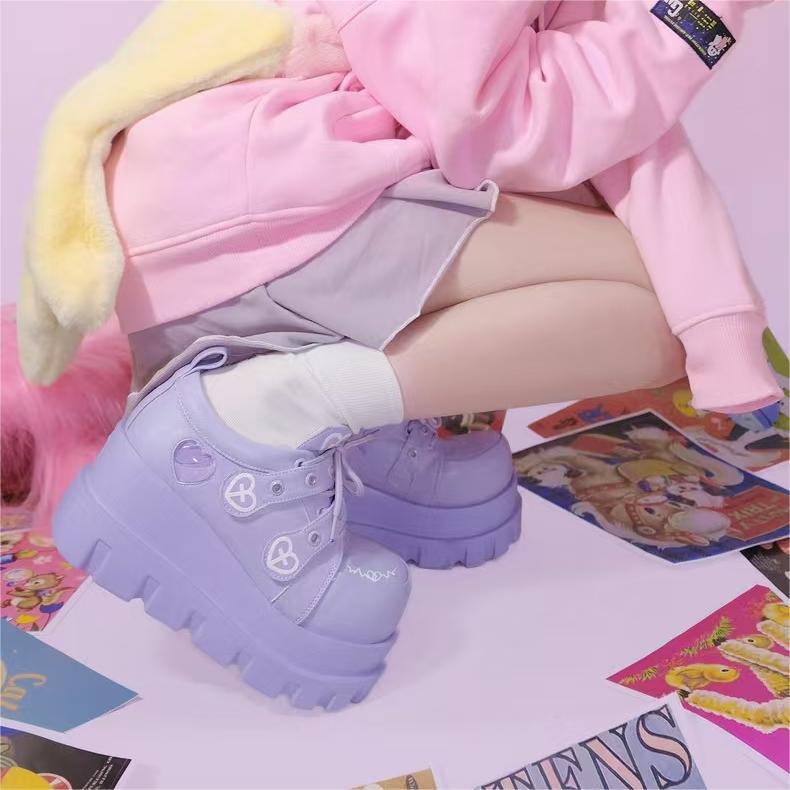 Telepathy GURURU original punk water injection heart cross macaron subculture thick shoes