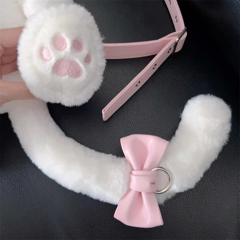 ORIGINAL Angel Kitten Plush Backpack - Removable Pearl Accessories + Cloud-Like Long Fur (White Cat Cosplay Bag)