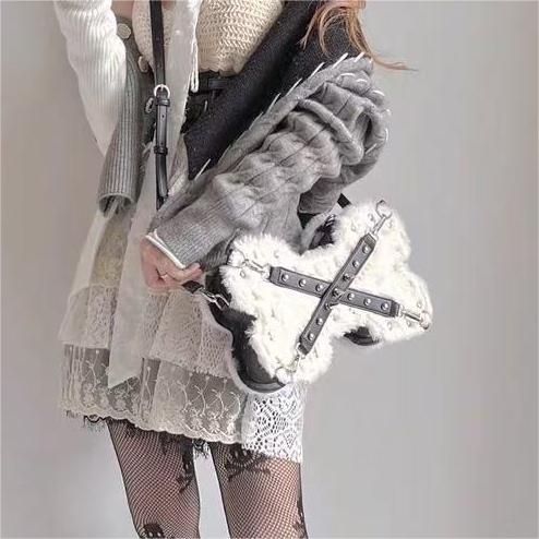 GURURU Original Plush Bone Y2K 3-Way Bag – Edgy, Versatile, and Lightweight