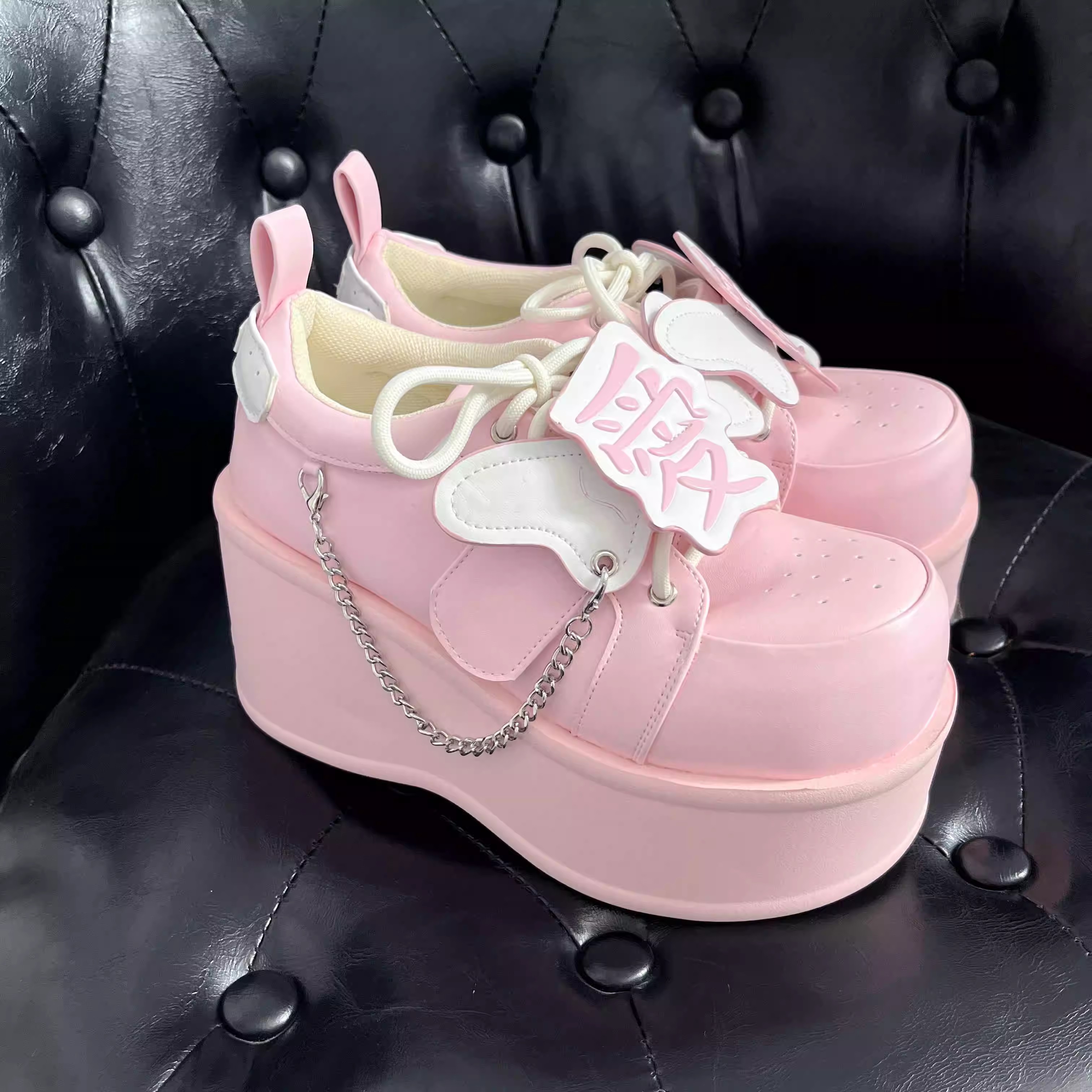 GURURU Original Watercolor Pink Y2K Sweet-Cool Subculture Platform Shoes