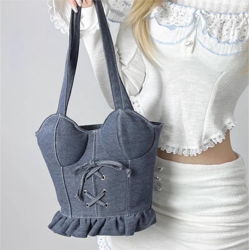 GURURU Original Denim Corset & Skirt-Shaped Bag – A Unique and Eye-Catching Design