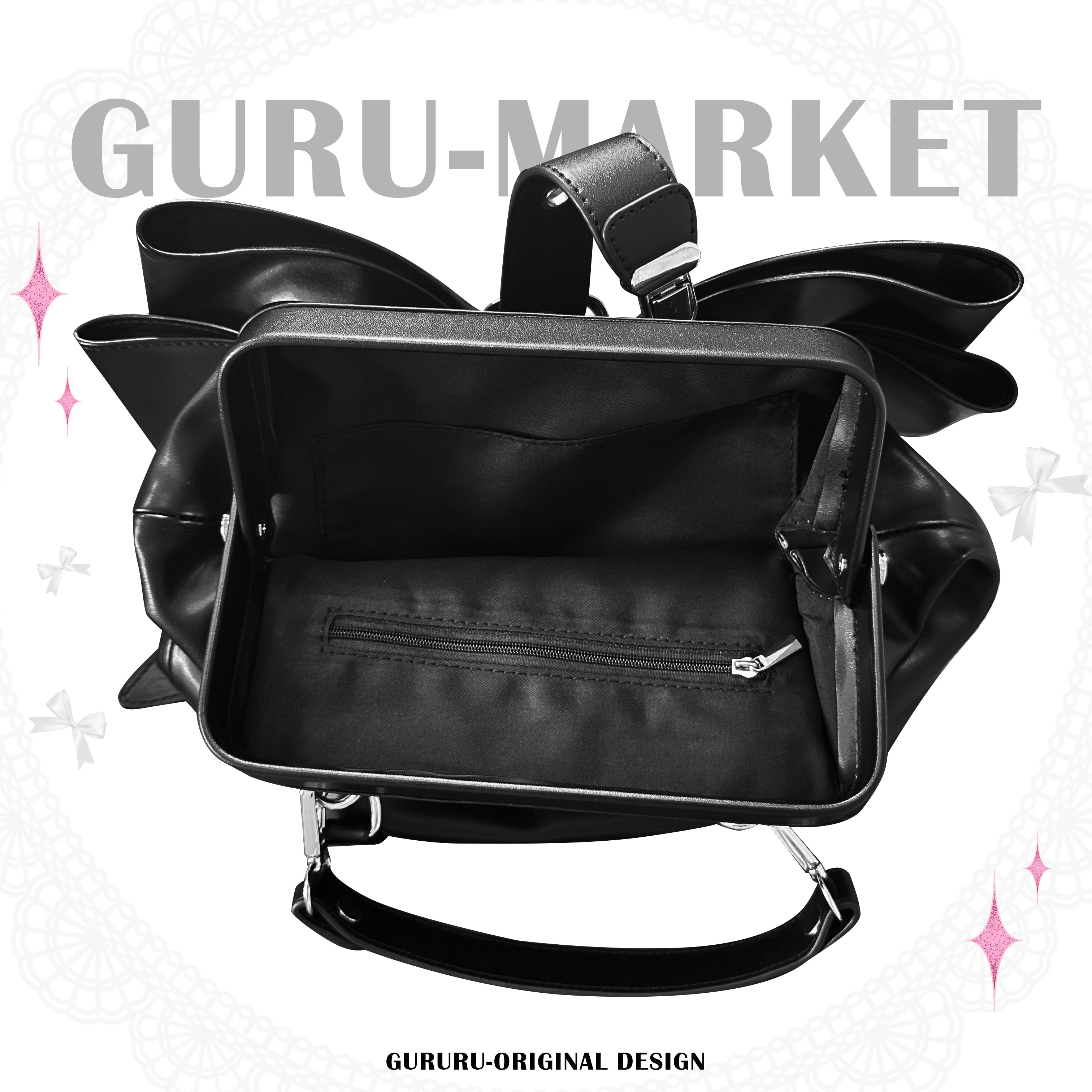 GURURU Oversized Bow Backpack – Cute and Edgy Y2K-Inspired Design