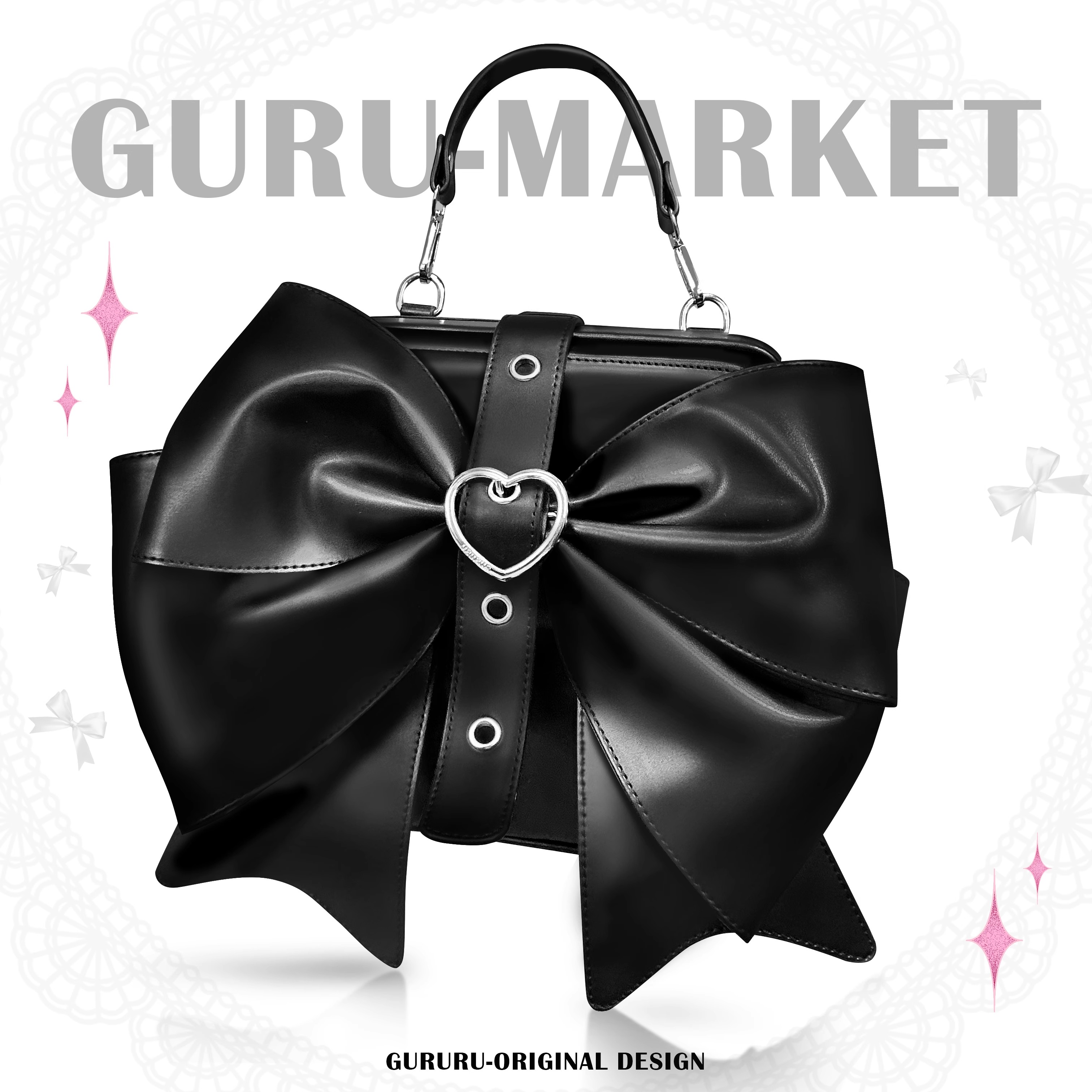 GURURU Oversized Bow Backpack – Cute and Edgy Y2K-Inspired Design