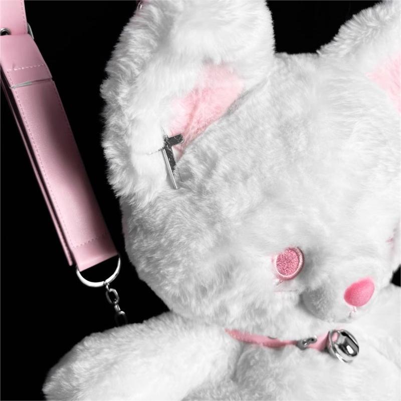 ORIGINAL Angel Kitten Plush Backpack - Removable Pearl Accessories + Cloud-Like Long Fur (White Cat Cosplay Bag)