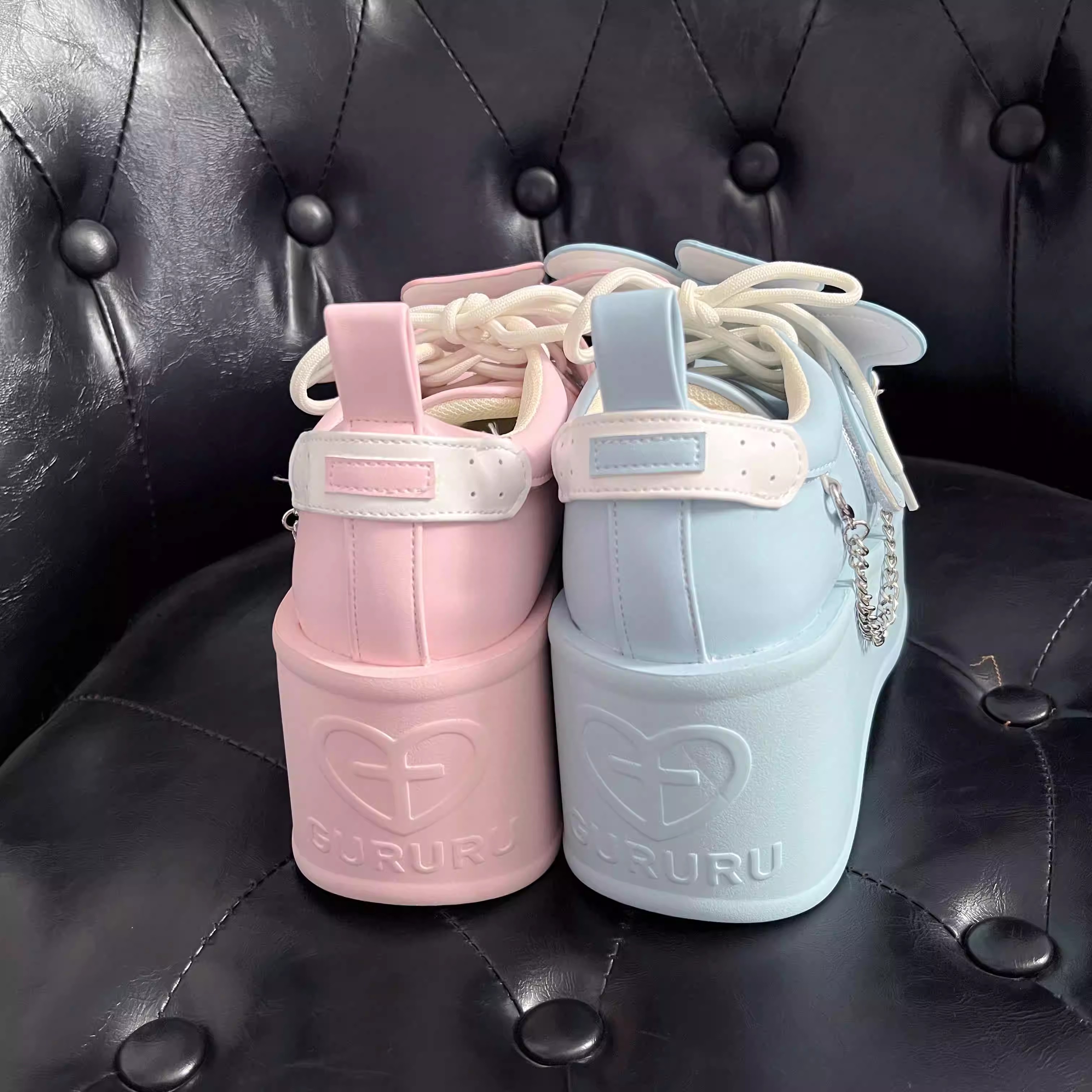 GURURU Original Watercolor Pink Y2K Sweet-Cool Subculture Platform Shoes