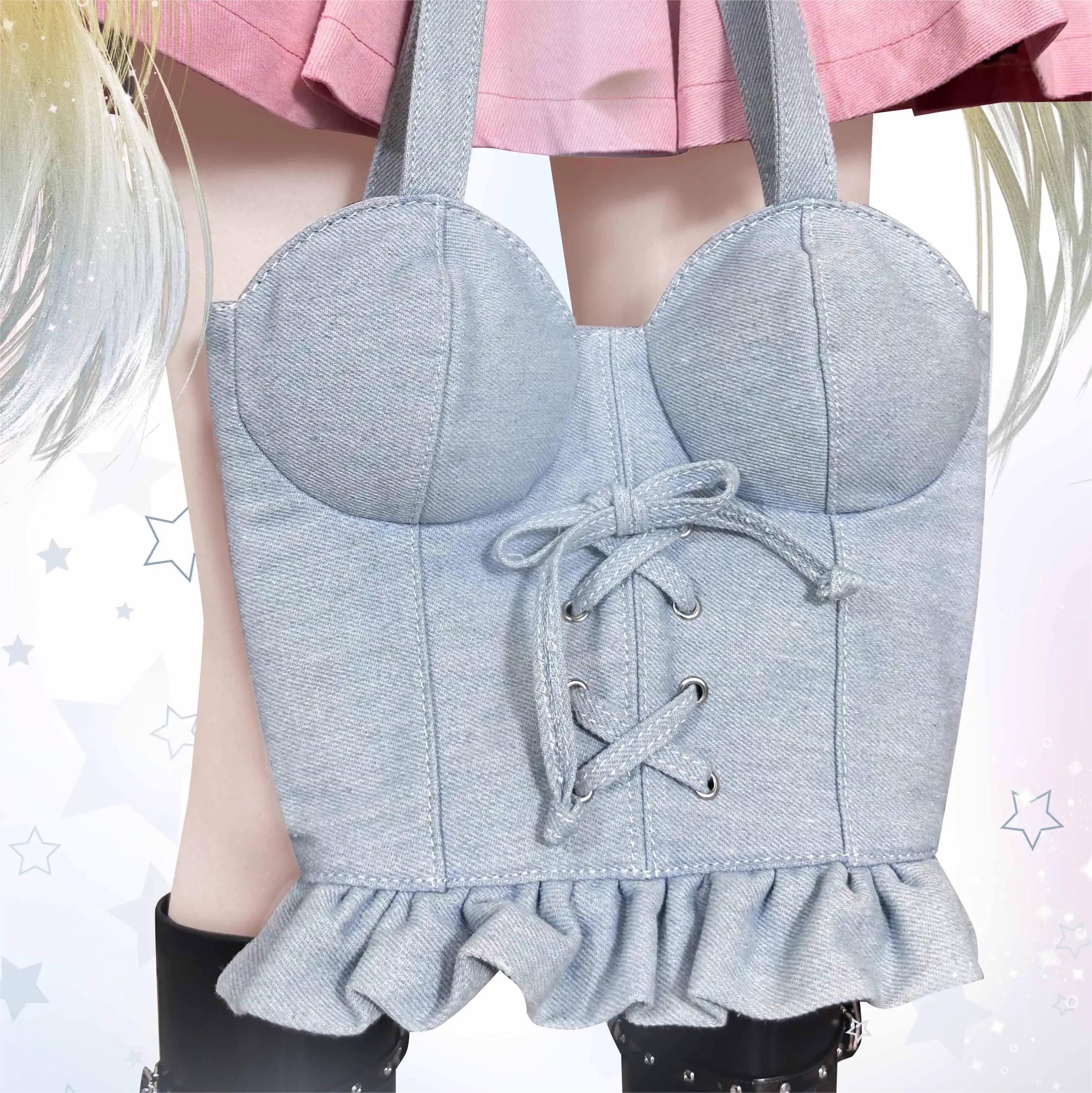 GURURU Original Denim Corset & Skirt-Shaped Bag – A Unique and Eye-Catching Design