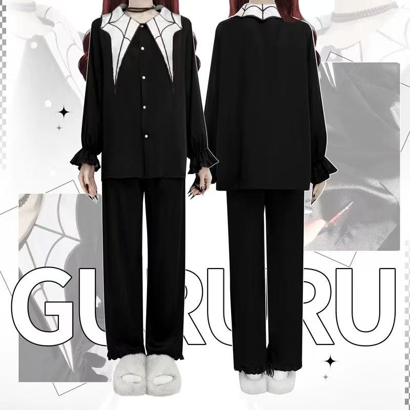 GURURU Original Gothic Spiderweb Series Pajama Set – Dark Elegance for Your Nighttime Rituals