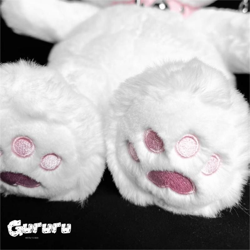 ORIGINAL Angel Kitten Plush Backpack - Removable Pearl Accessories + Cloud-Like Long Fur (White Cat Cosplay Bag)