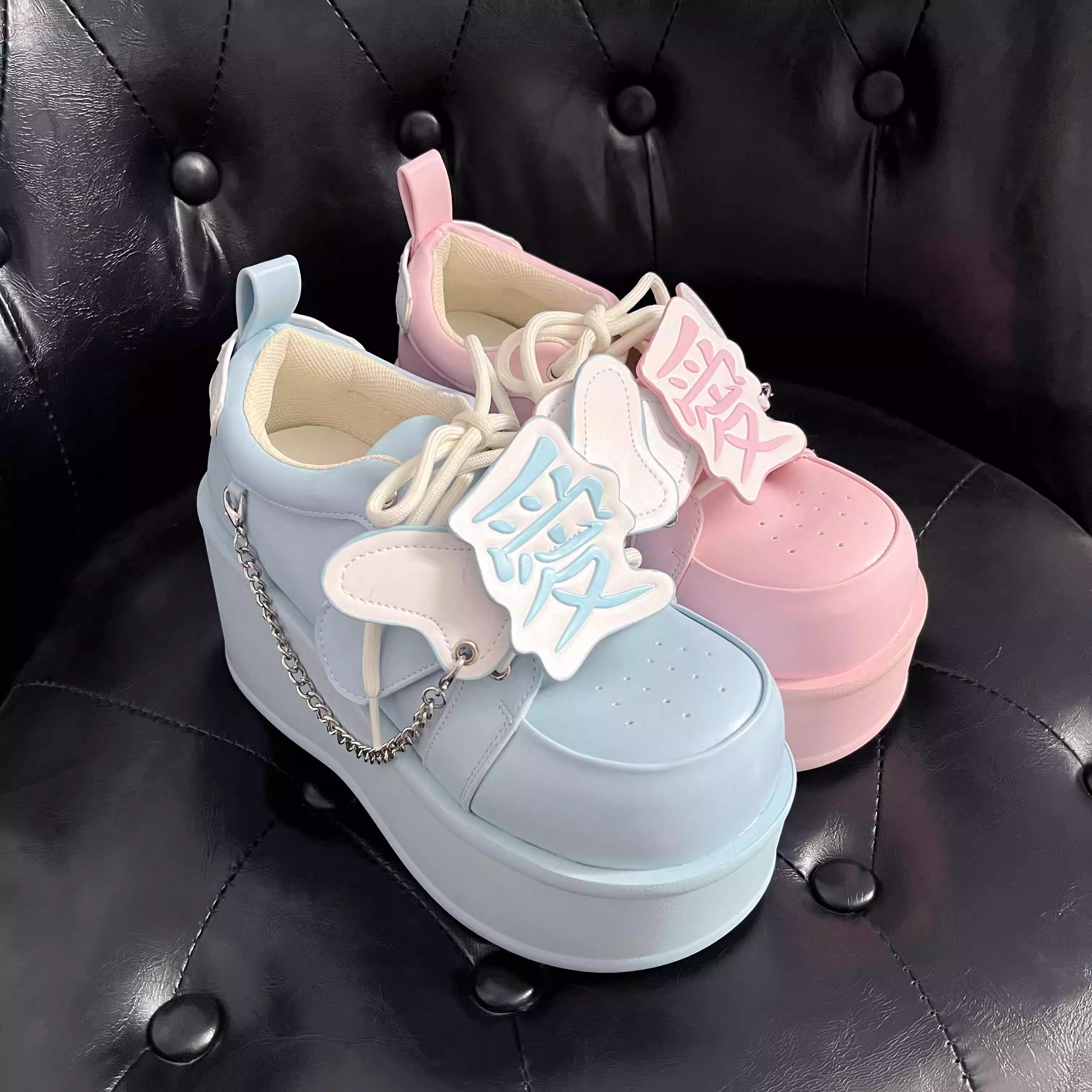 GURURU Original Watercolor Pink Y2K Sweet-Cool Subculture Platform Shoes