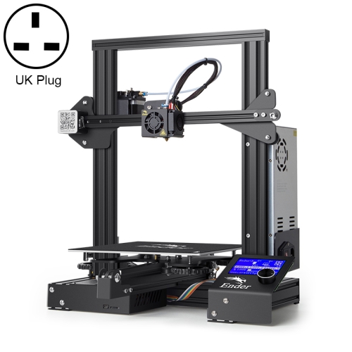 CREALITY Ender-3 POM Wheel V-guide Rail DIY 3D Printer, Print Size : 22 x 22 x 25cm, UK Plug