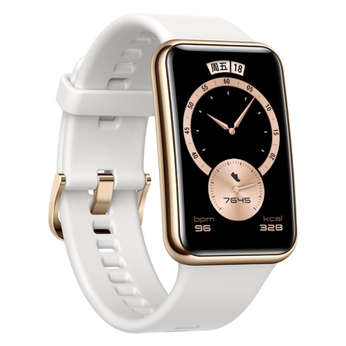 Original Huawei WATCH FIT Smart Watch, Elegant Version, 1.64 inch Amoled Color Screen, Stainless Steel Frame, Support 10 Day Endurance & Fast Charging & 96 Exercise Modes & Heart Rate / Sleep / Blood Oxygen Monitoring(White)