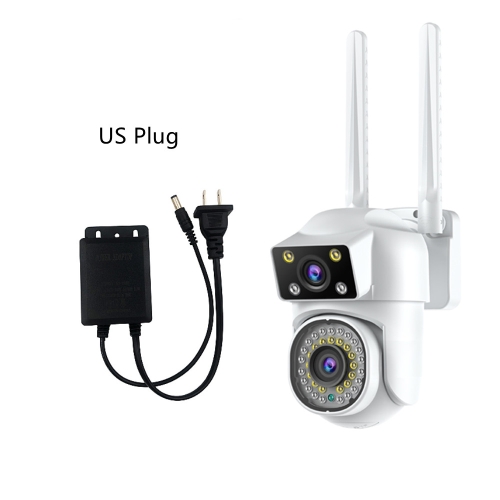 Dual-lens Cameras WiFi Home Outdoor Remote Night Vision Camera with Mobile Phone HD Outdoor Waterproof Monitor(US Plug)