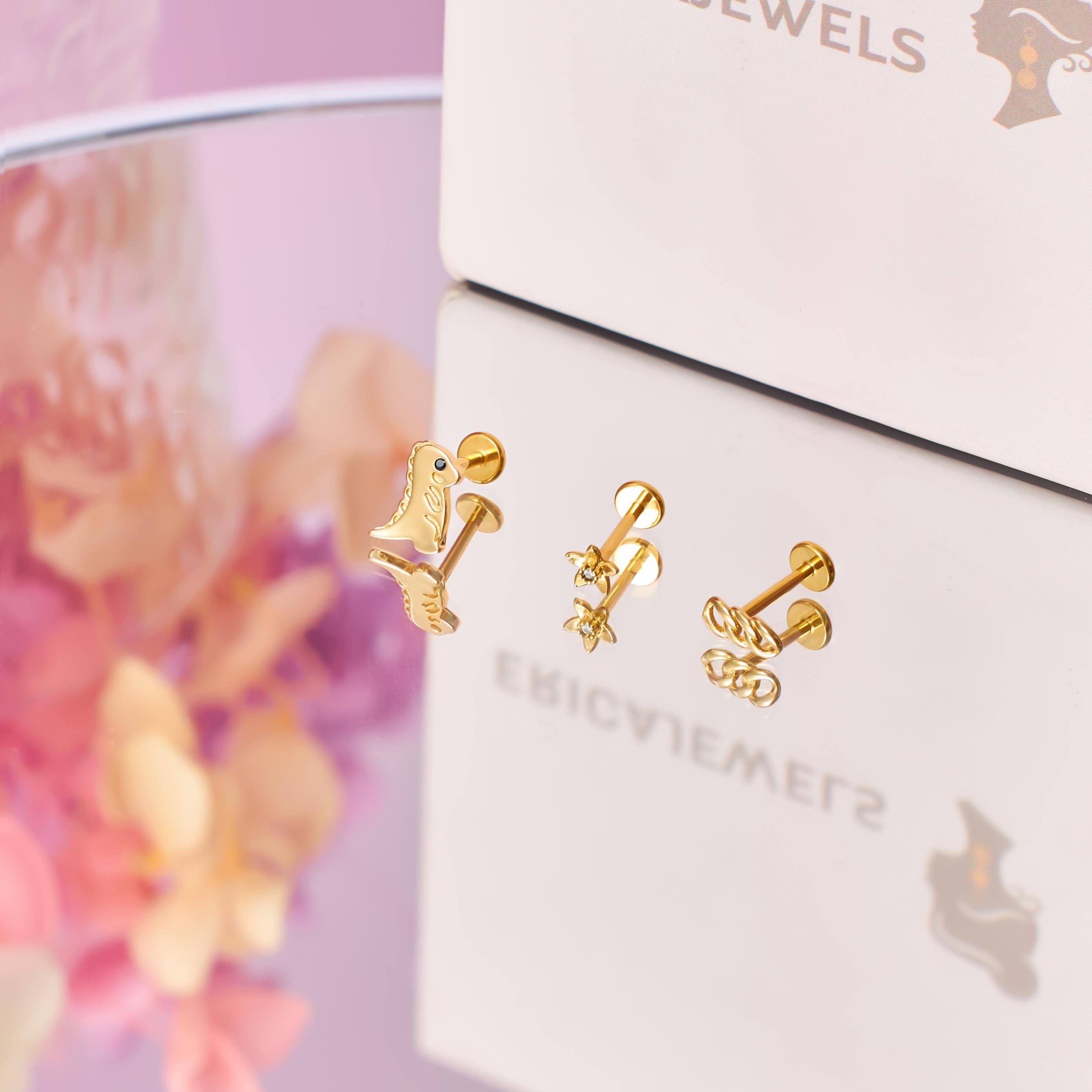 Crystal Flower CZ Push Pin Stud