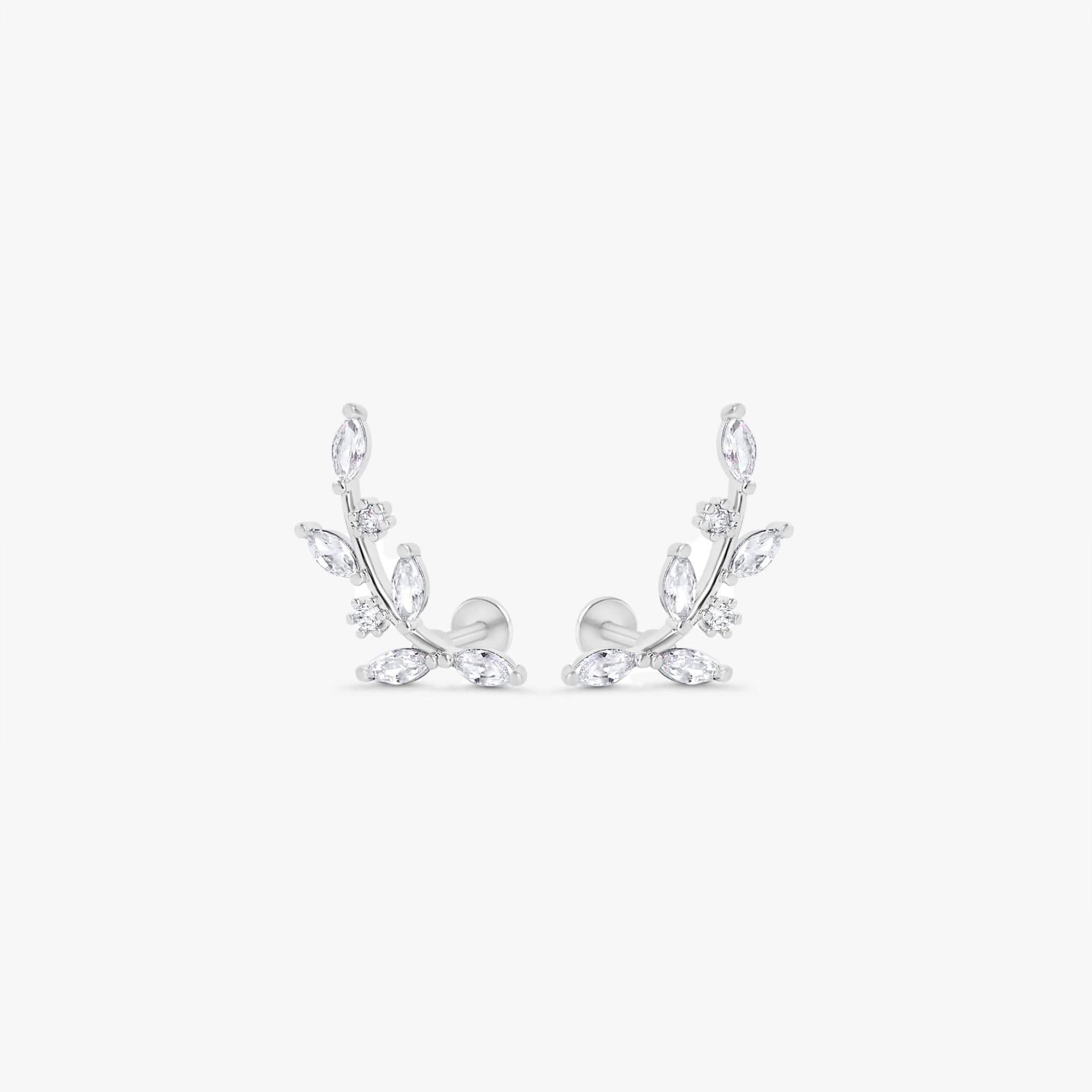 Leaf Flat Back Piercing Earring-Right Ear