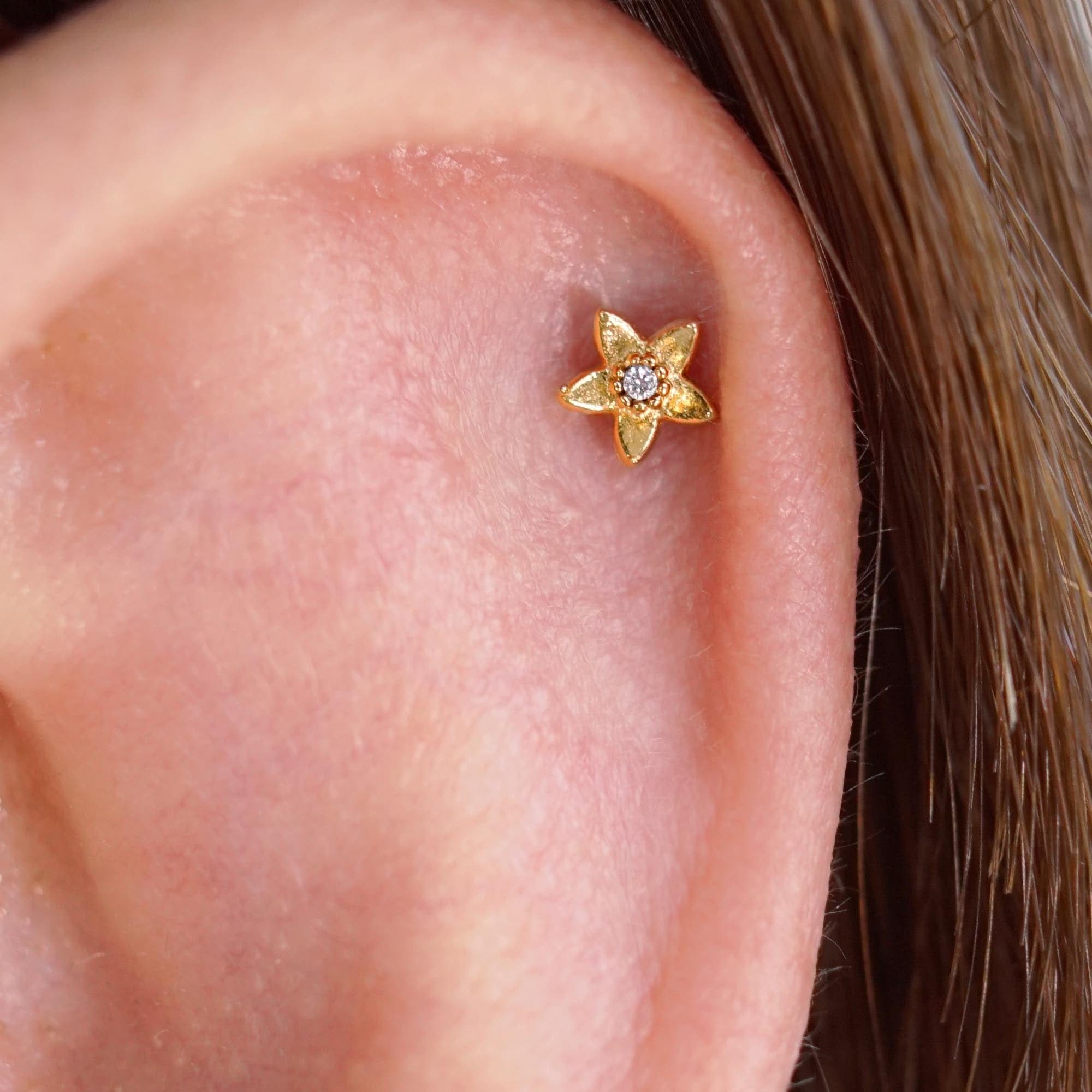 Crystal Flower CZ Push Pin Stud