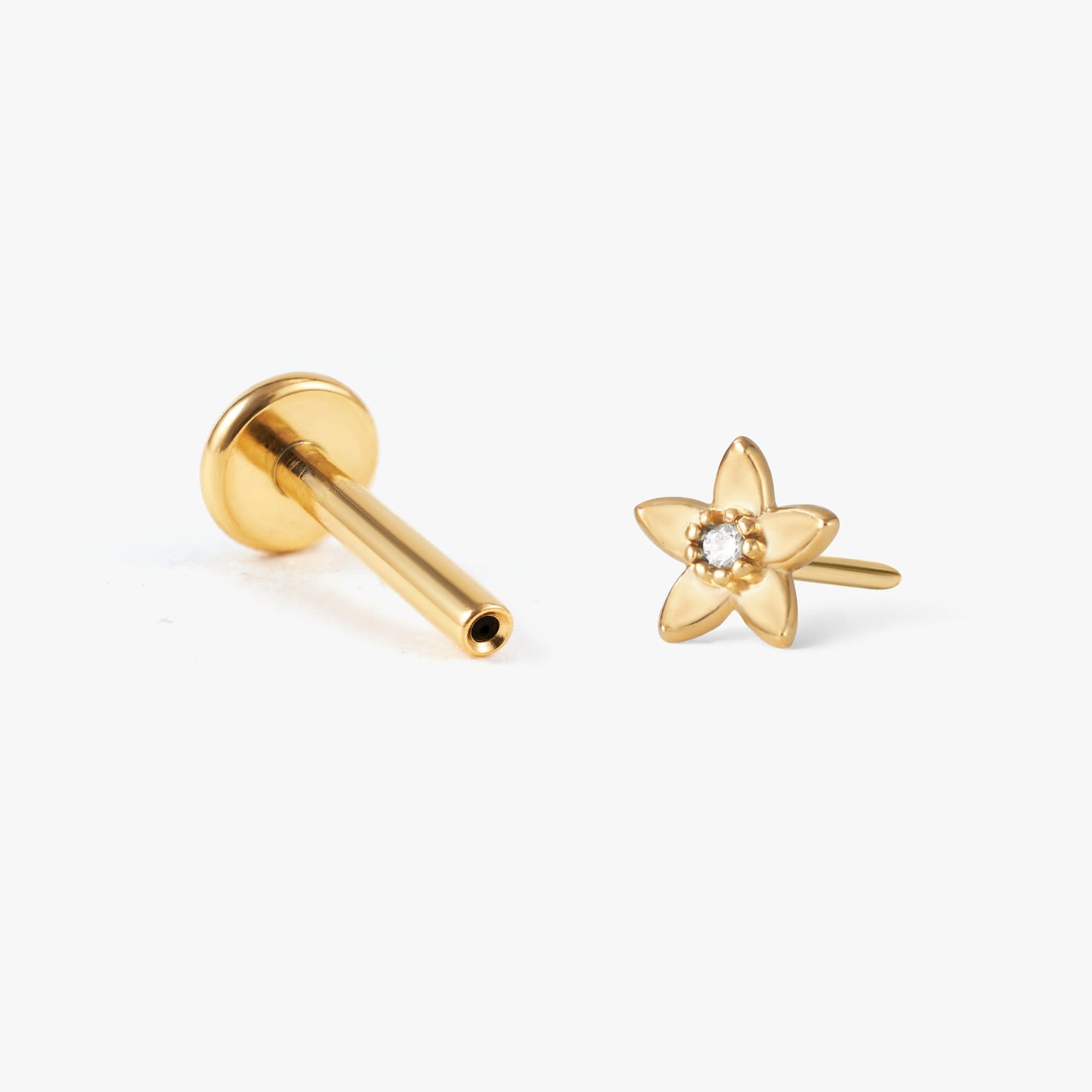 Crystal Flower CZ Push Pin Stud