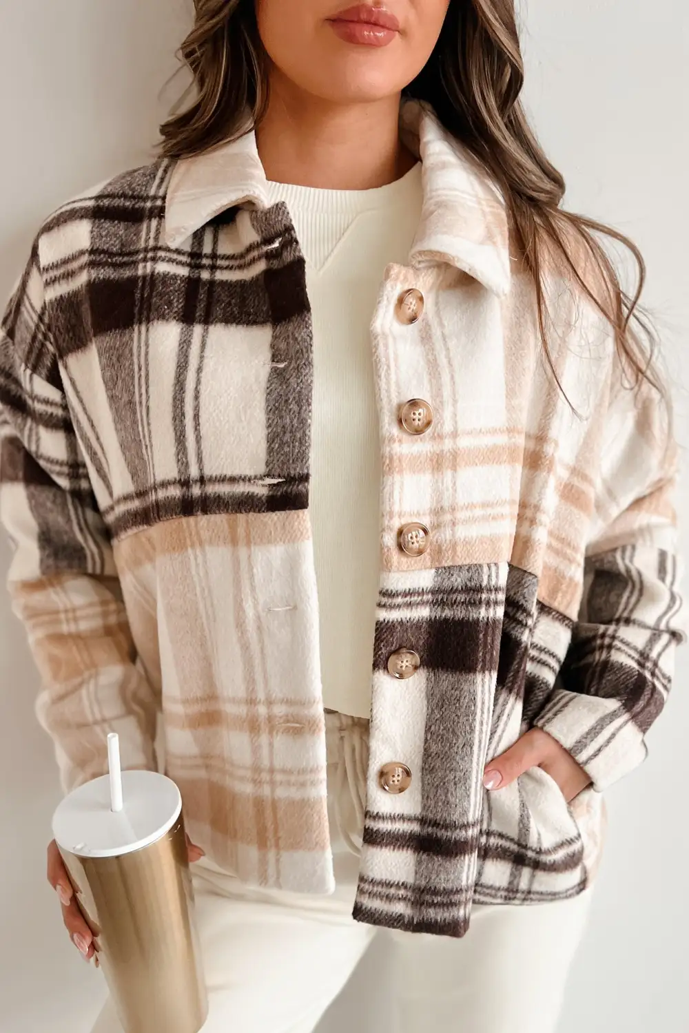 Casual Style Mixed Plaid Oversized Jacket