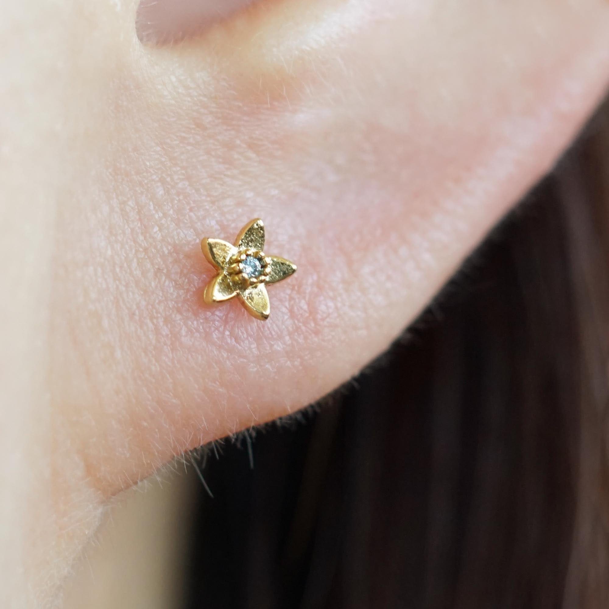 Crystal Flower CZ Push Pin Stud