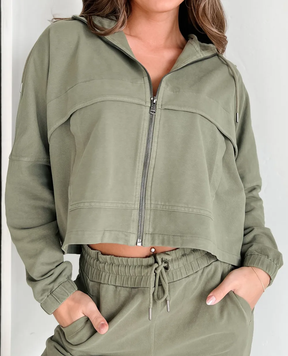 Hooded Collar Utility Loose Jacket