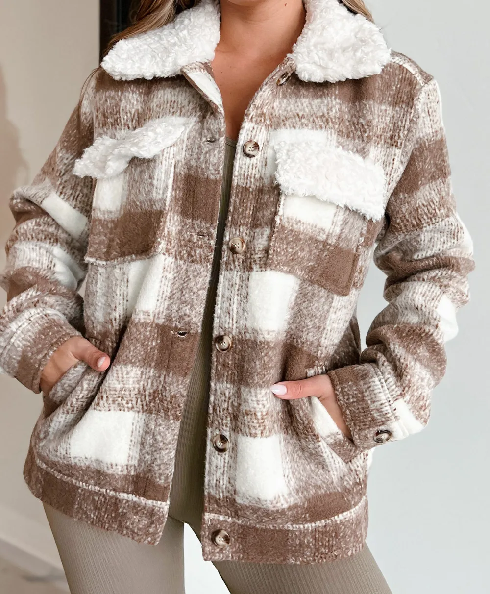 Fire Plaid Jacket With Peter Pan Collar