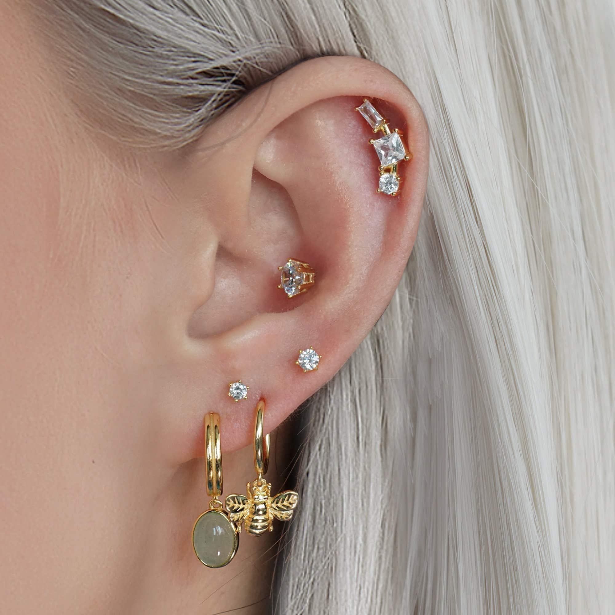 Tiny Plain Bee Dangly Hoop Earrings