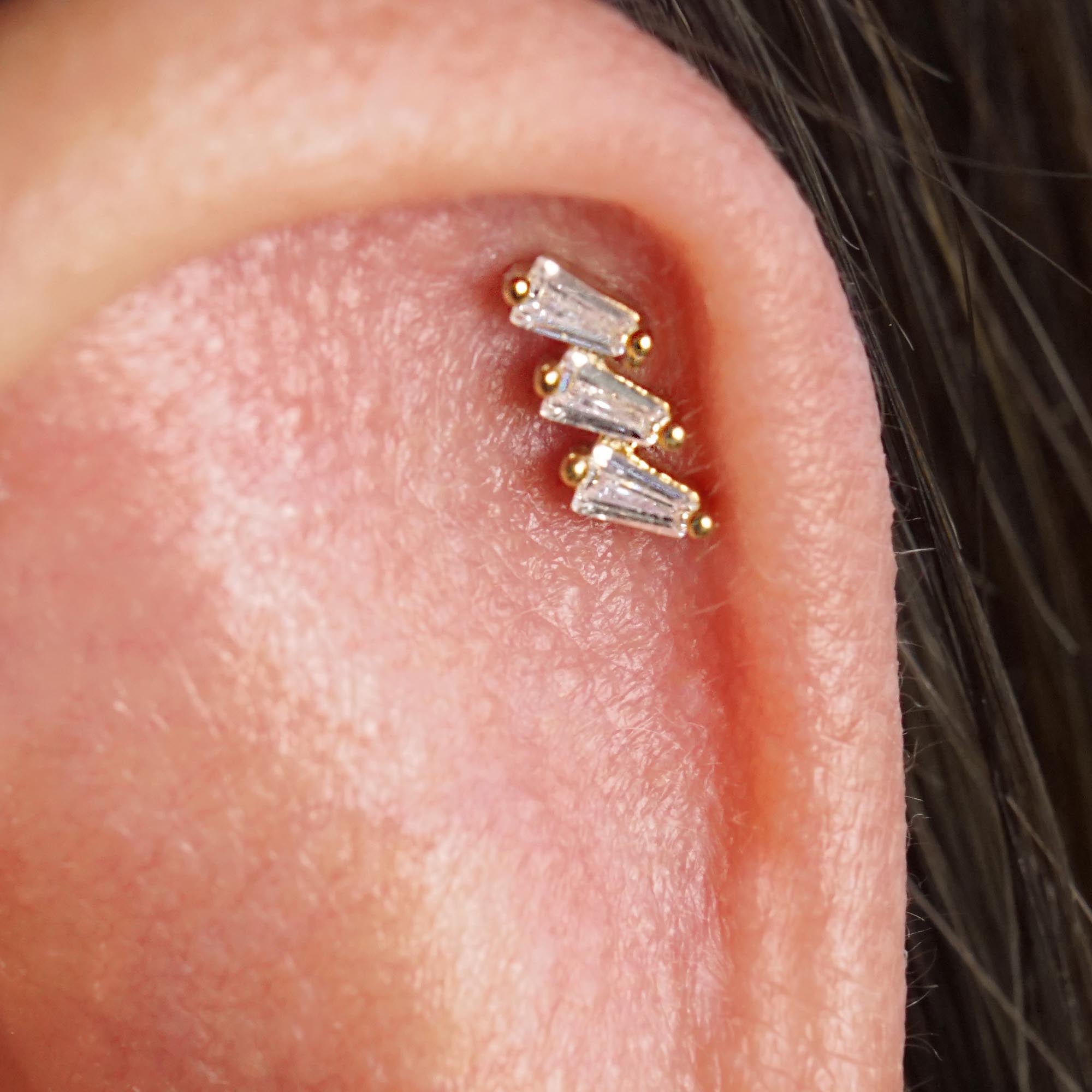 Unique Crystal Baguette Push Pin Earrings