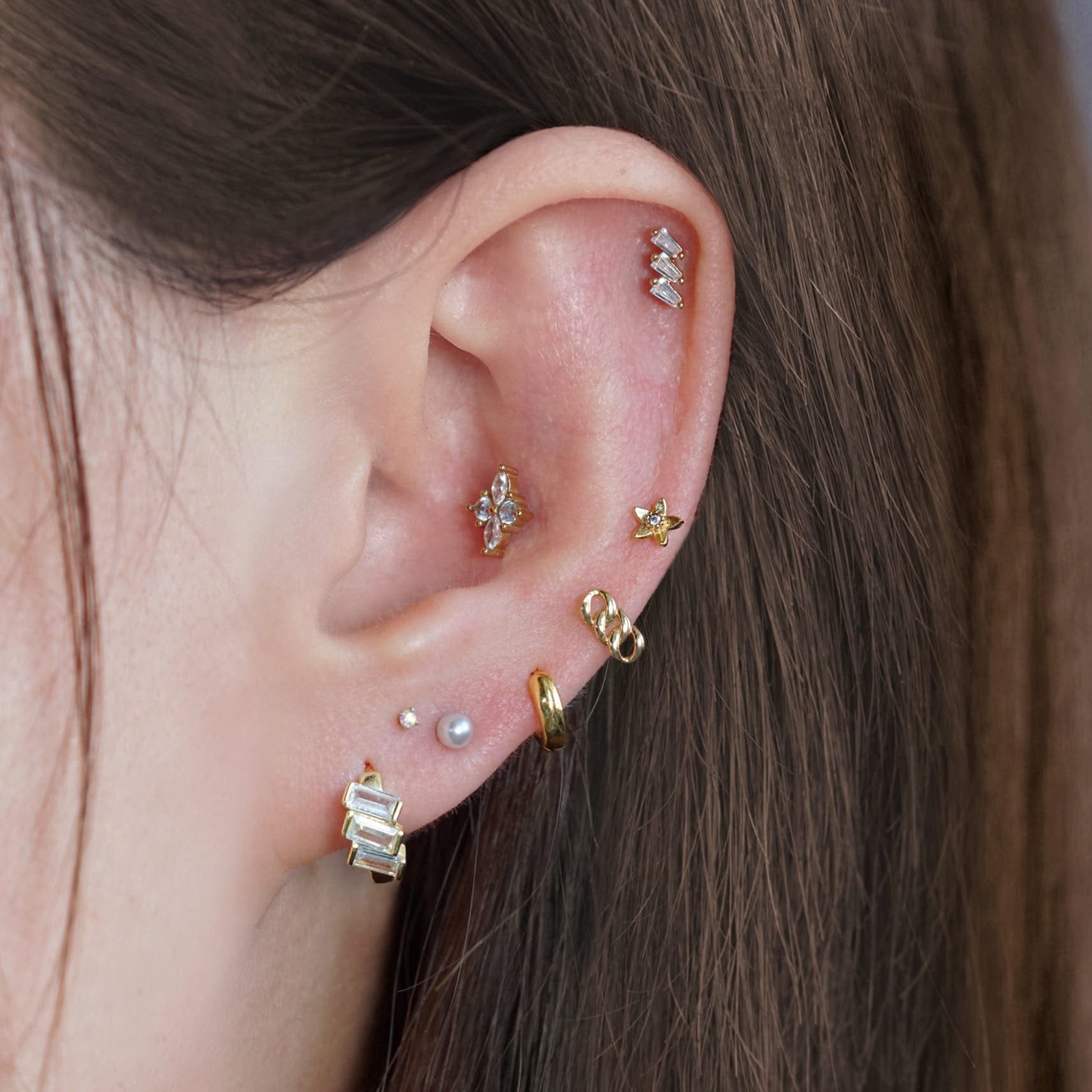 Crystal Flower CZ Push Pin Stud