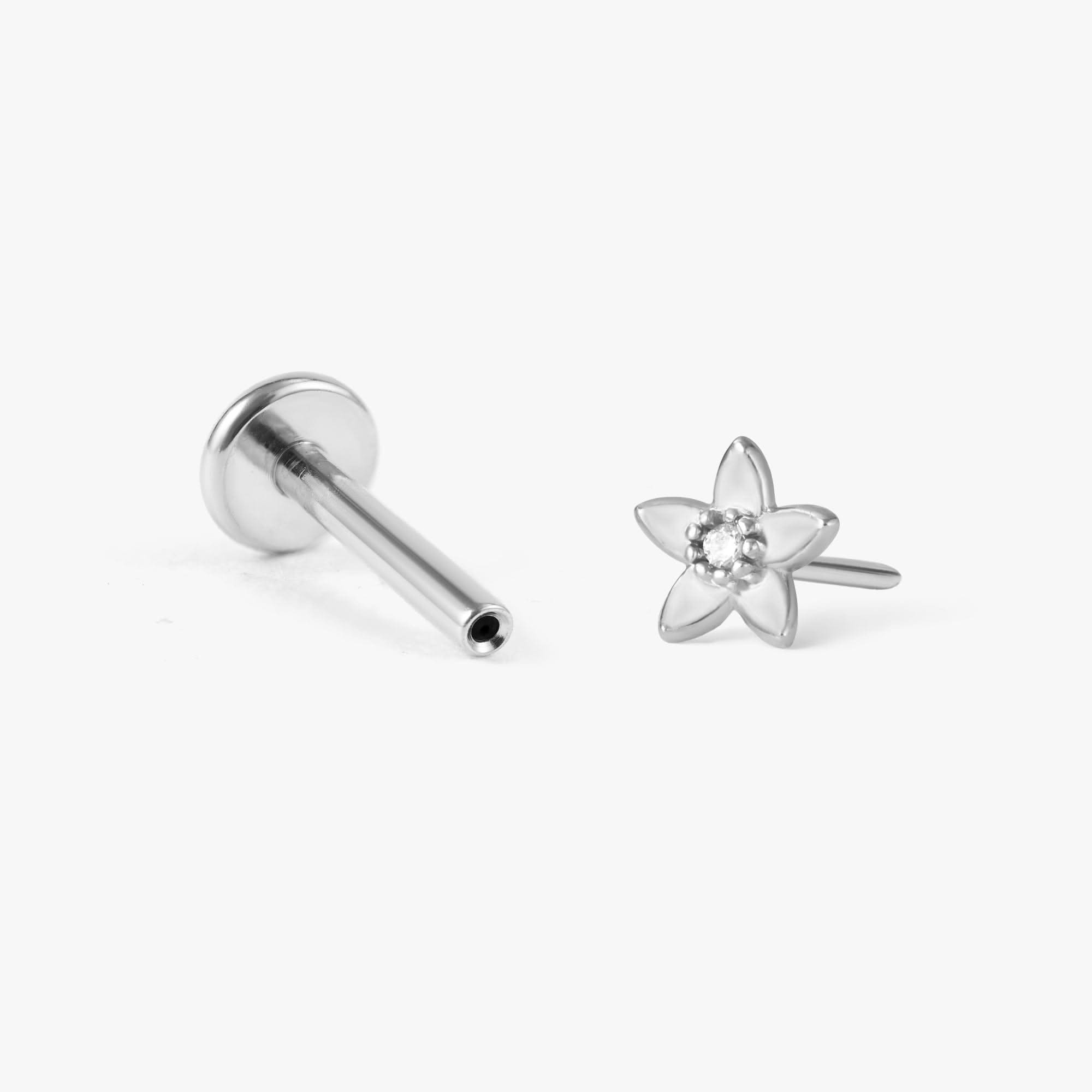 Crystal Flower CZ Push Pin Stud