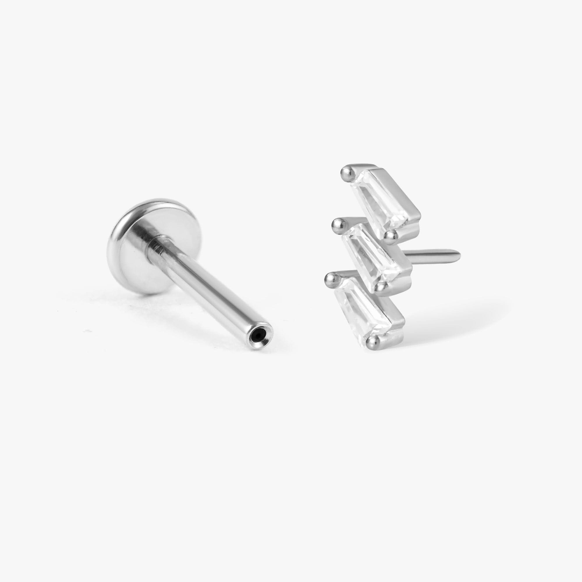 Unique Crystal Baguette Push Pin Earrings