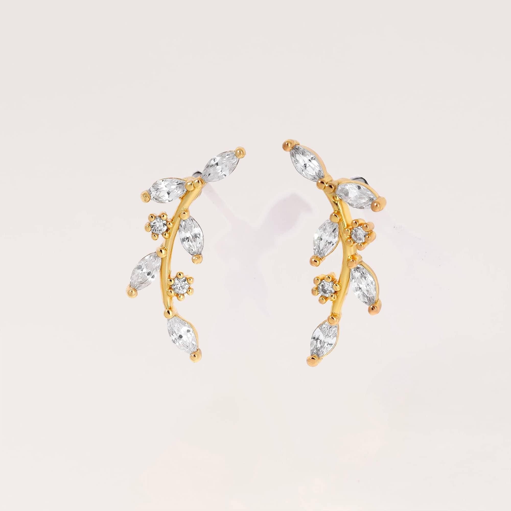 Leaf Flat Back Piercing Earring-Right Ear