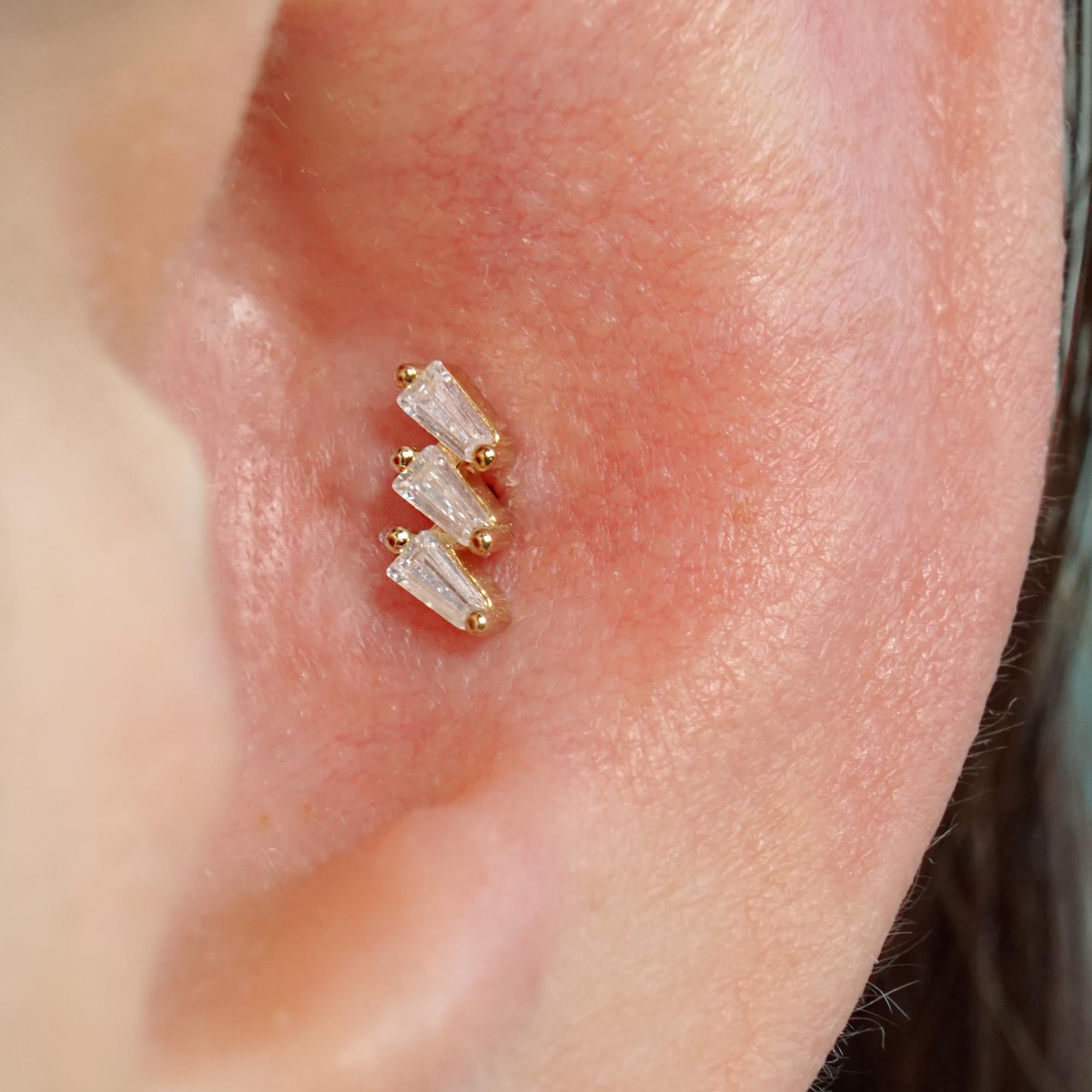 Unique Crystal Baguette Push Pin Earrings