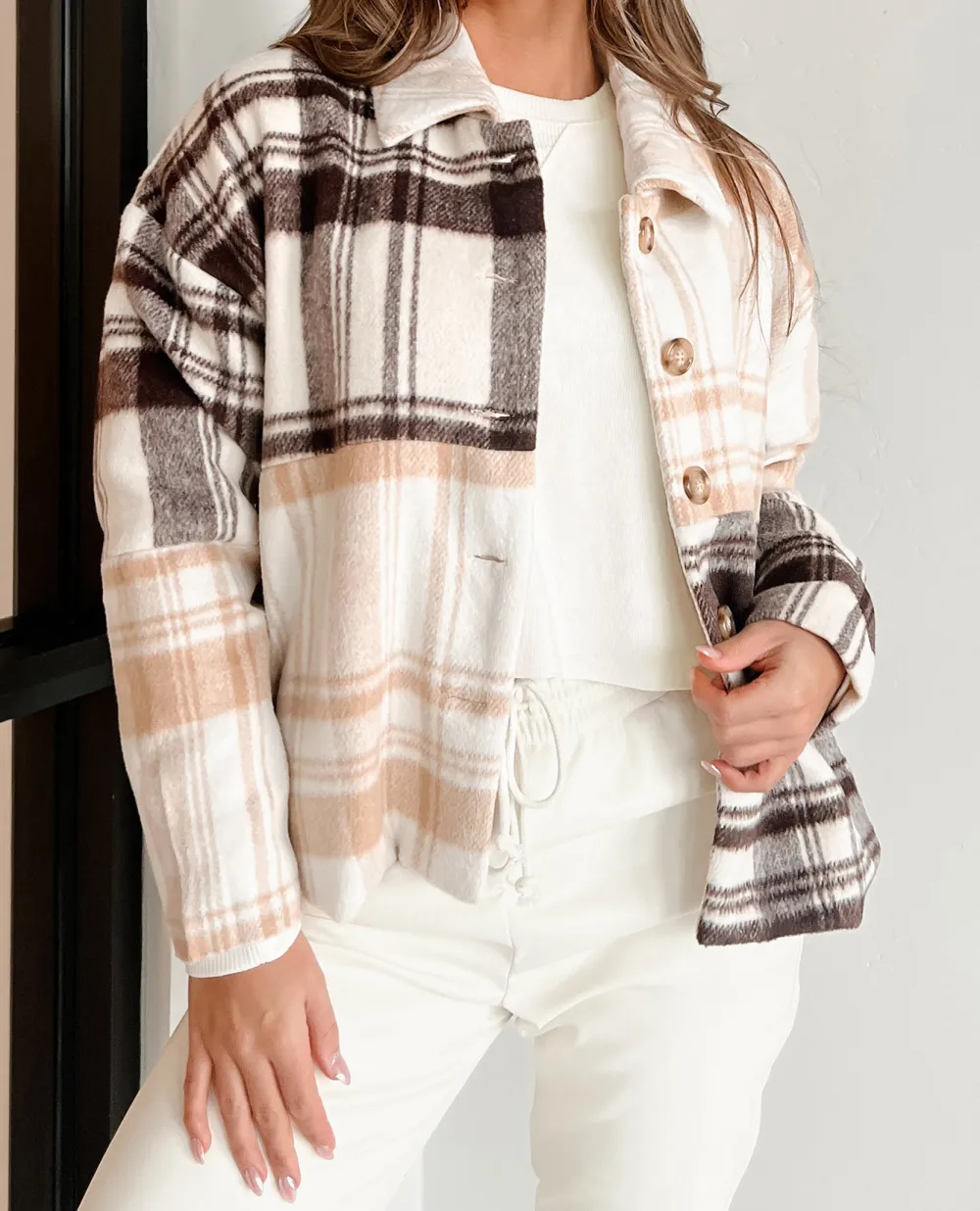 Casual Style Mixed Plaid Oversized Jacket