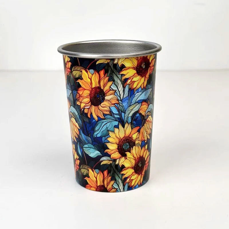 Retro Floral Stainless Steel Water Cup: Safe & Durable Material