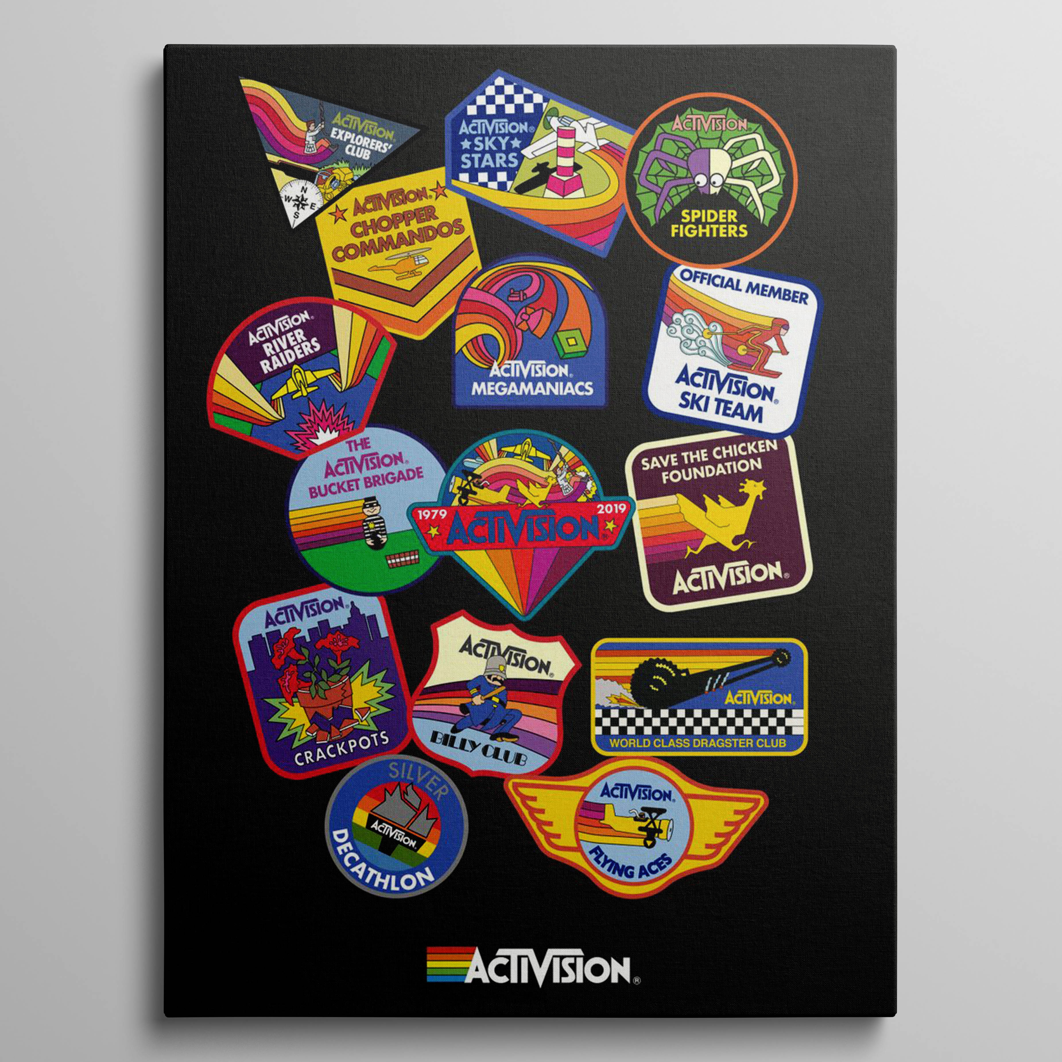 Retro Patches Poster Black