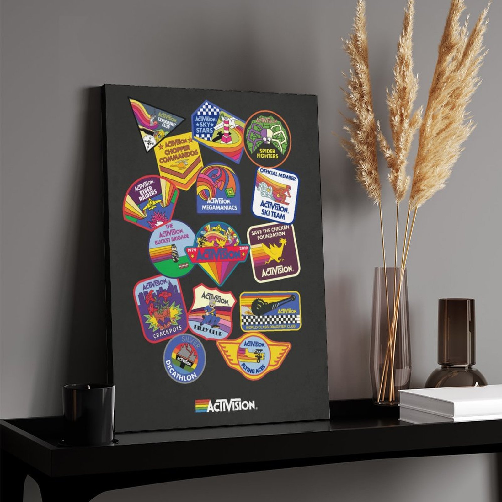 Retro Patches Poster Black