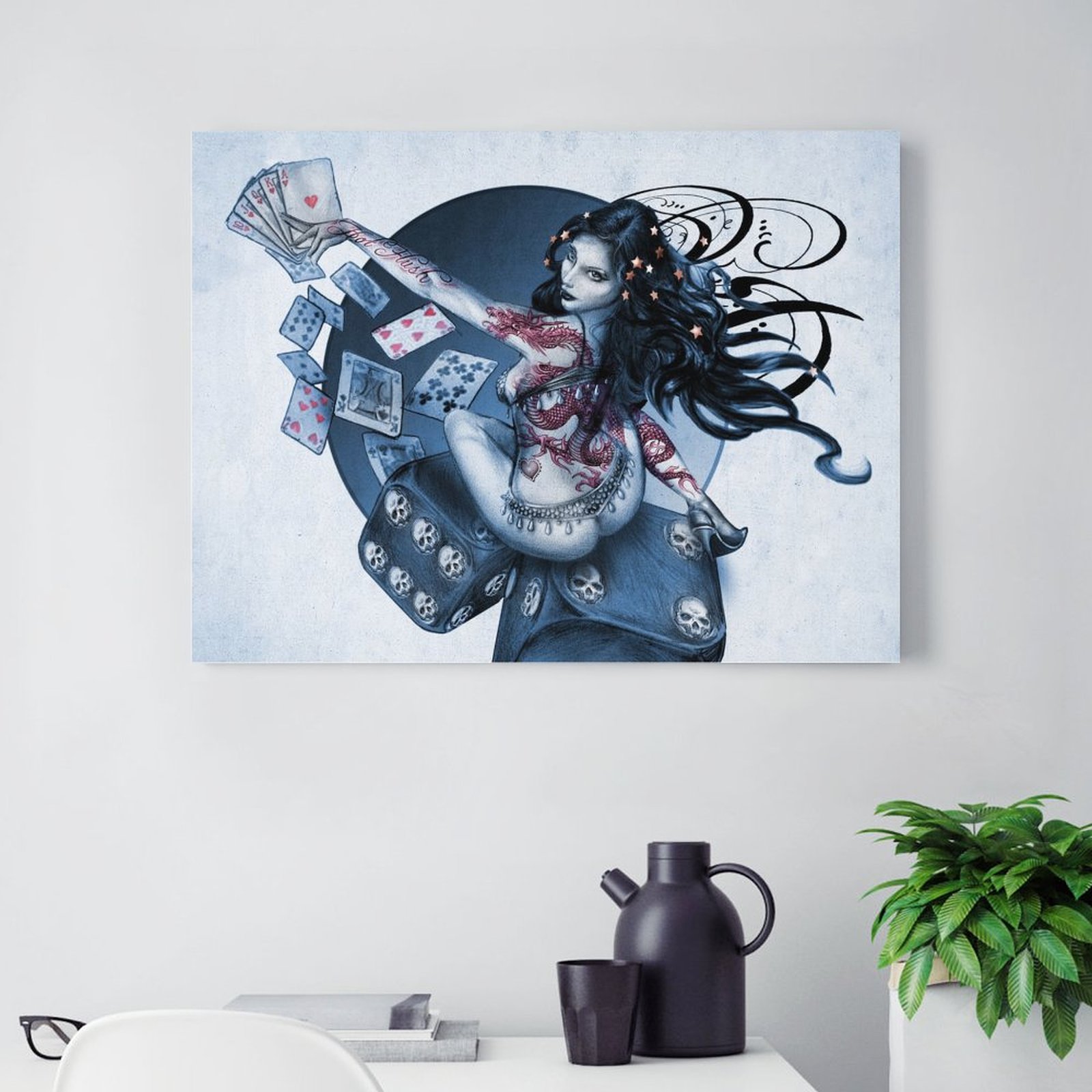 Girl with Dice and Cards