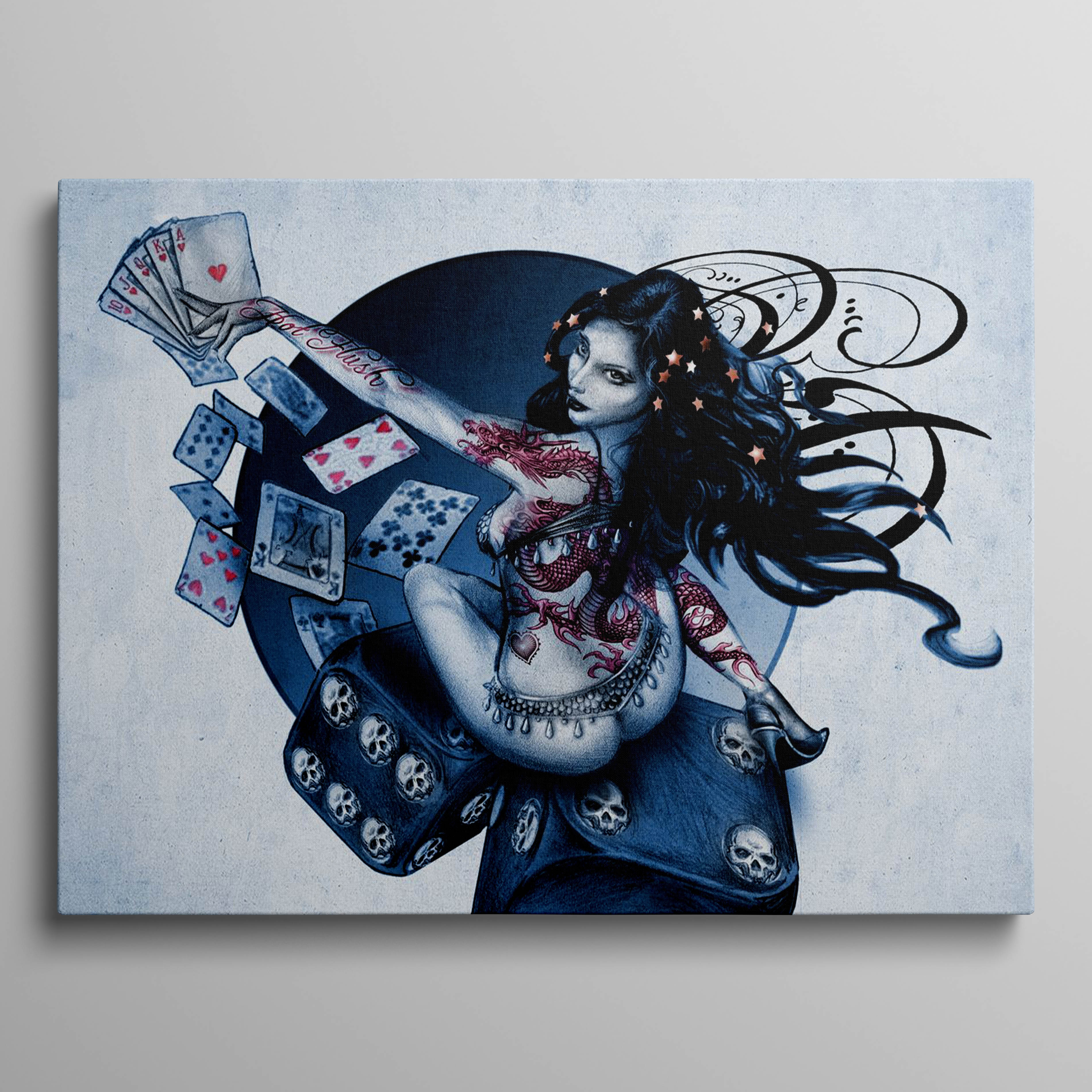 Girl with Dice and Cards