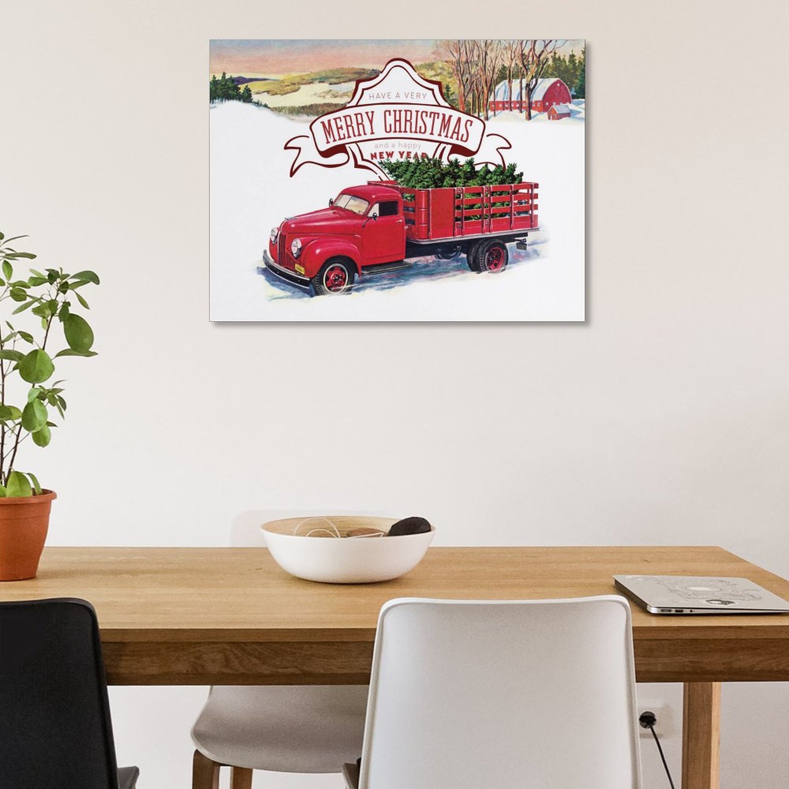 Merry Christmas red truck