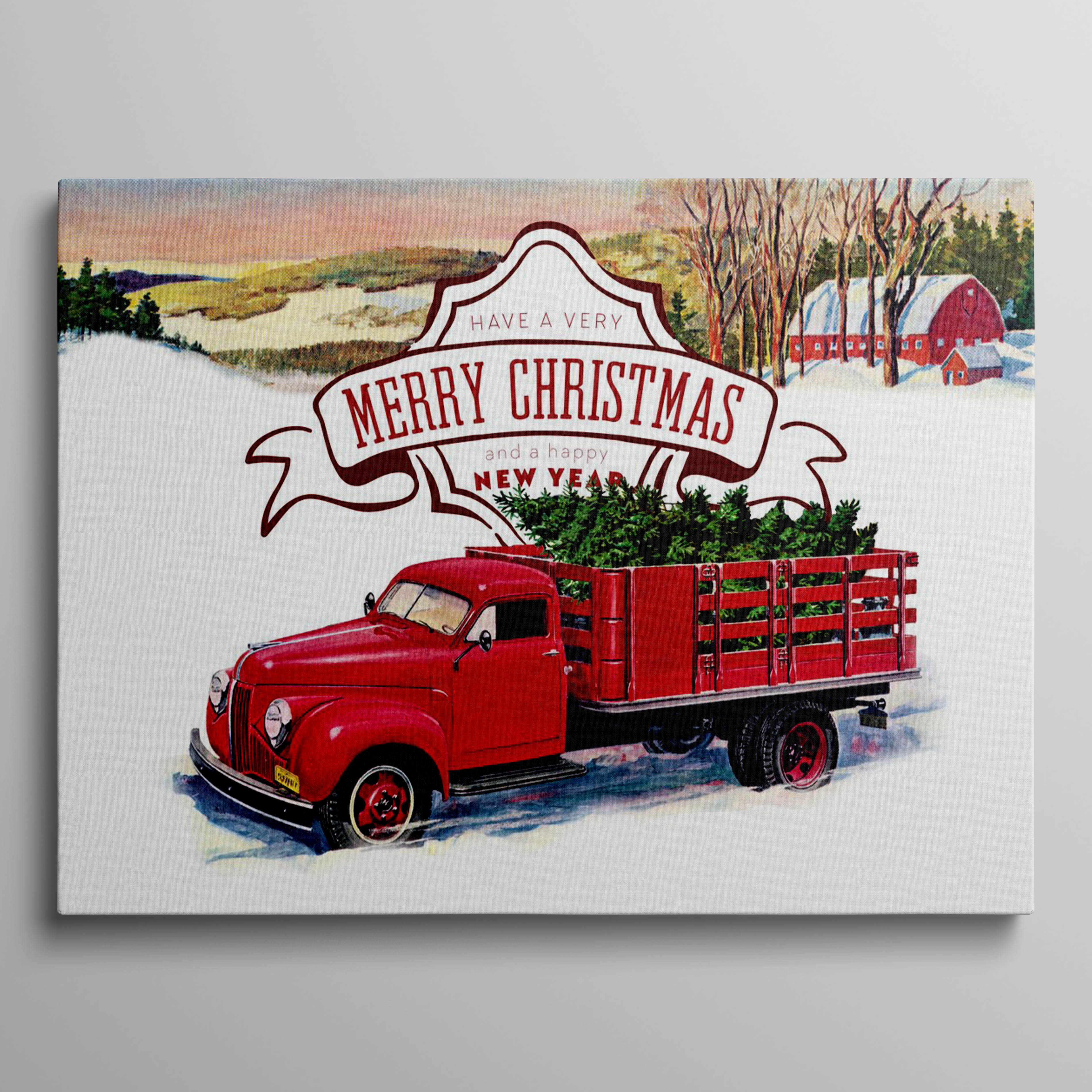 Merry Christmas red truck