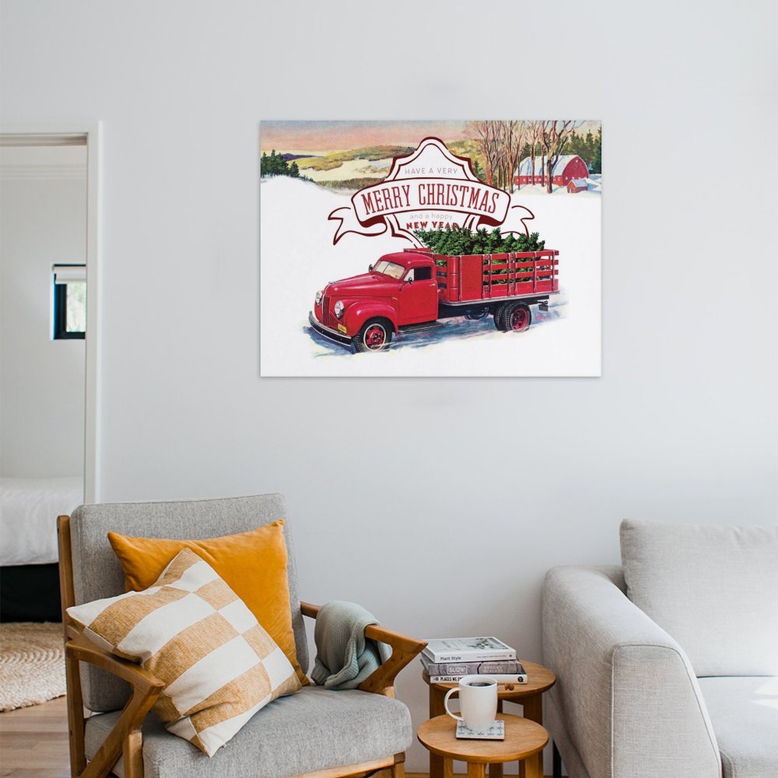 Merry Christmas red truck