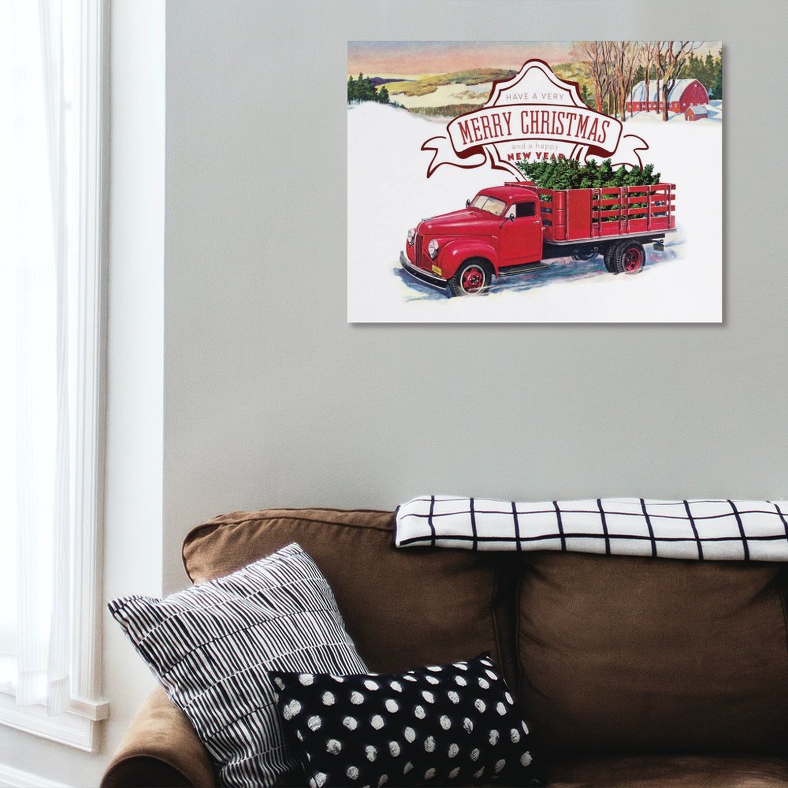 Merry Christmas red truck