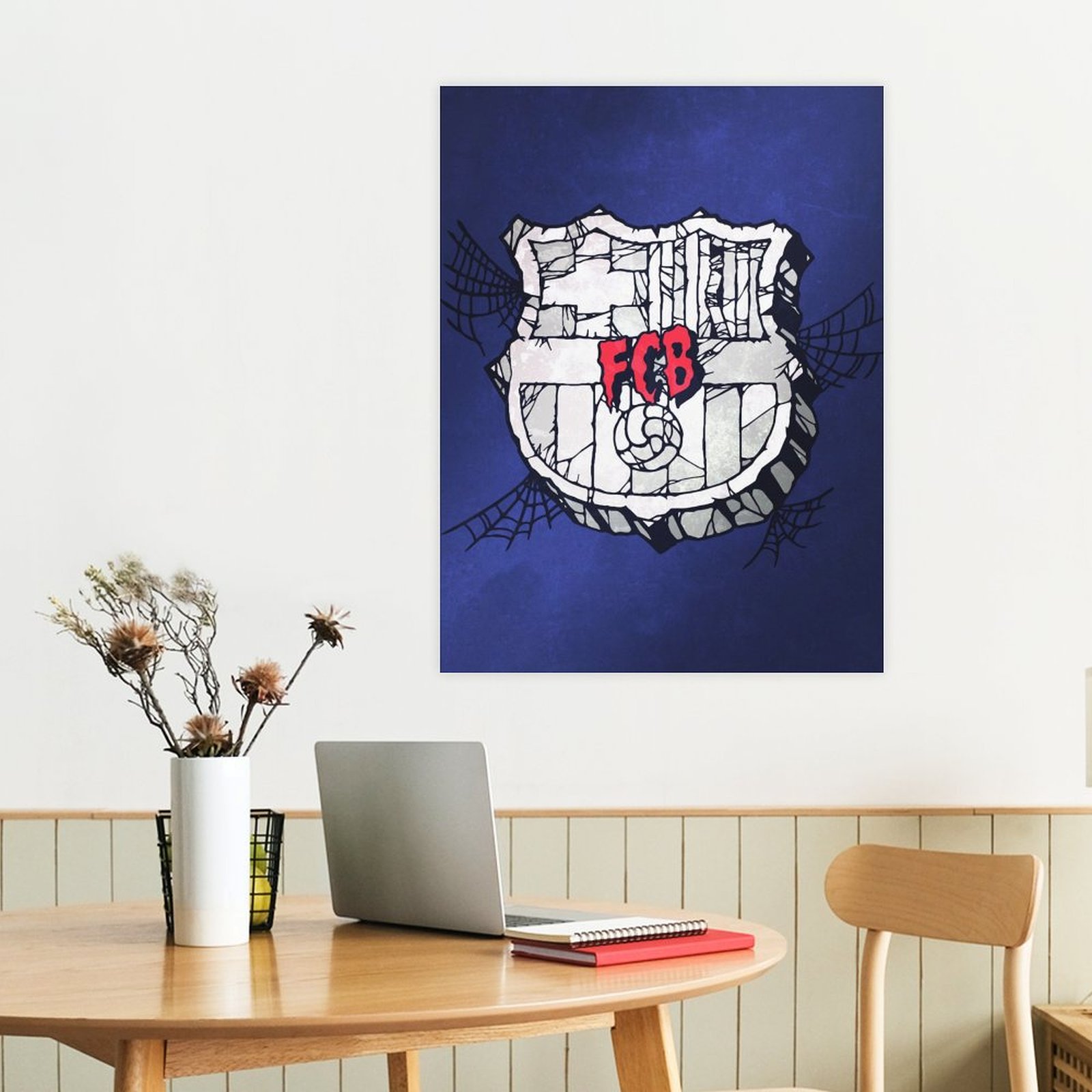 Spooky white Barca crest