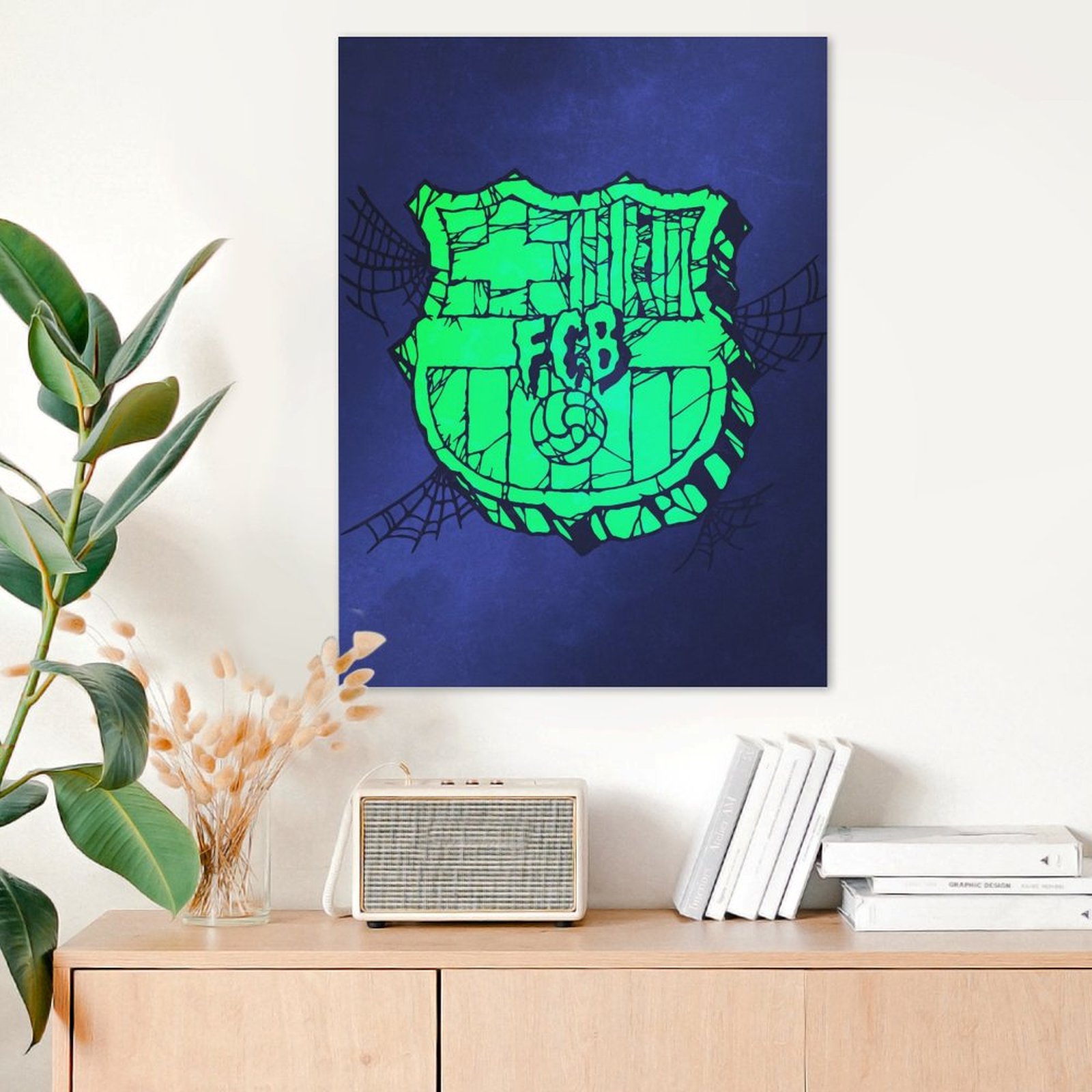 Spooky green Barca crest