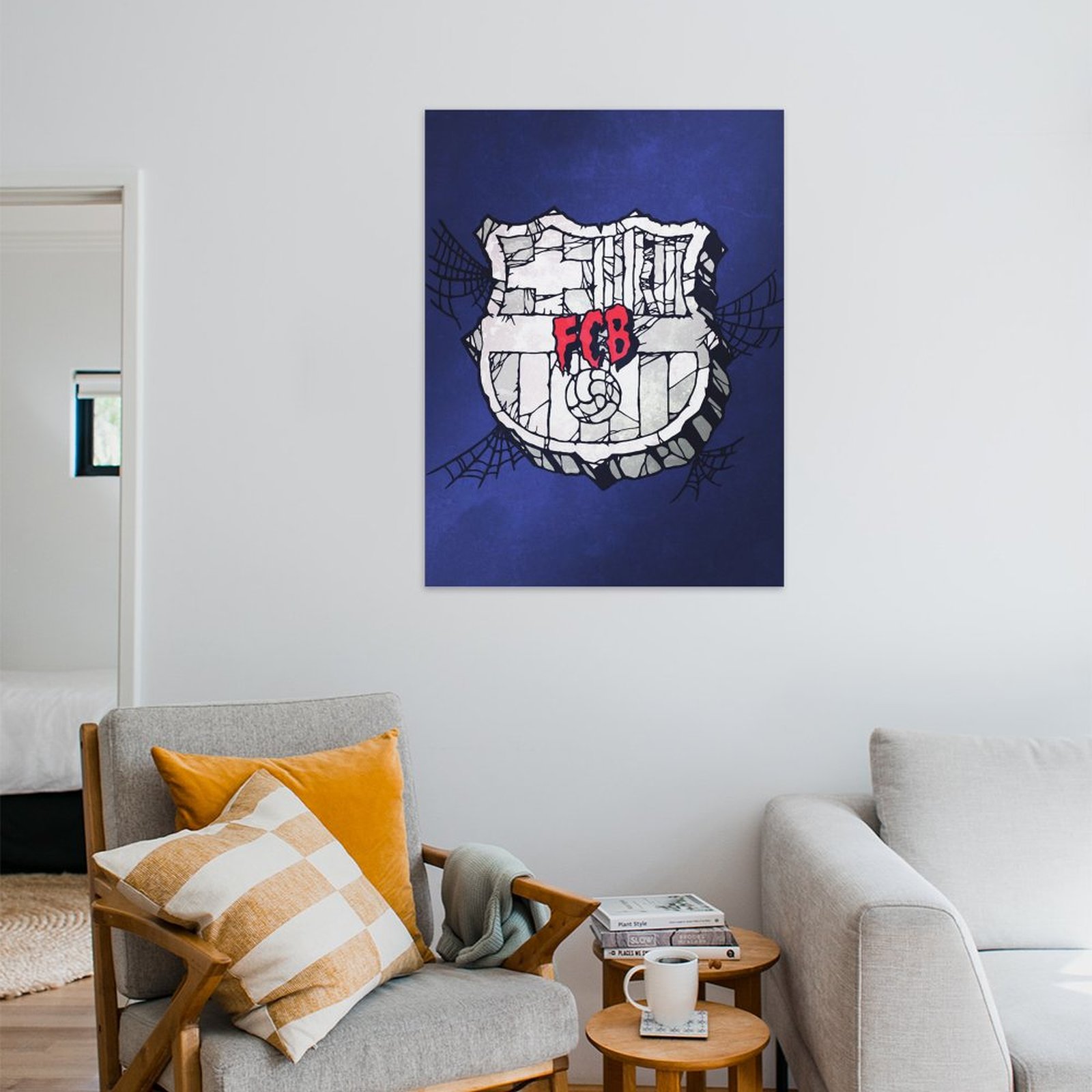 Spooky white Barca crest