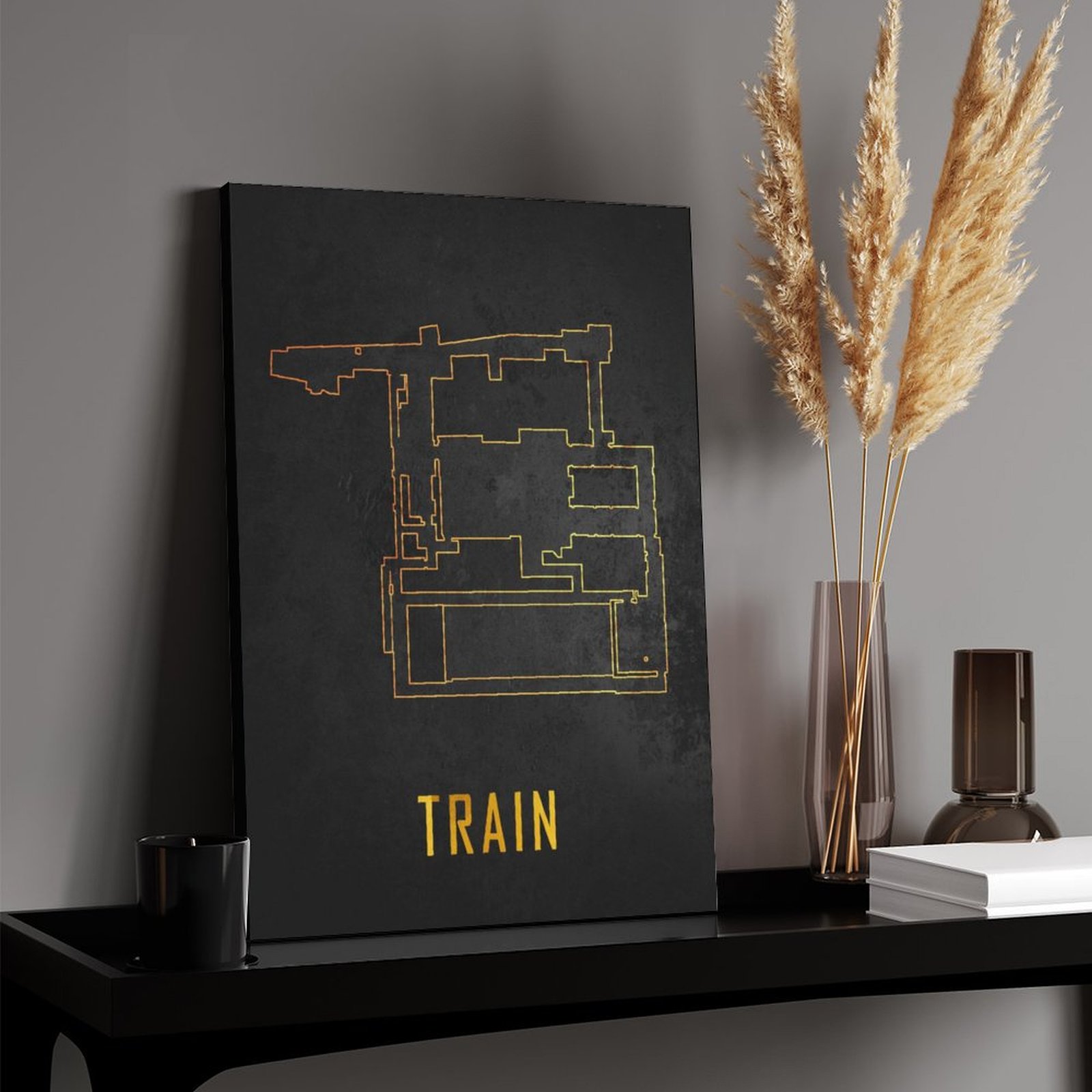 Train Map Black And Gold