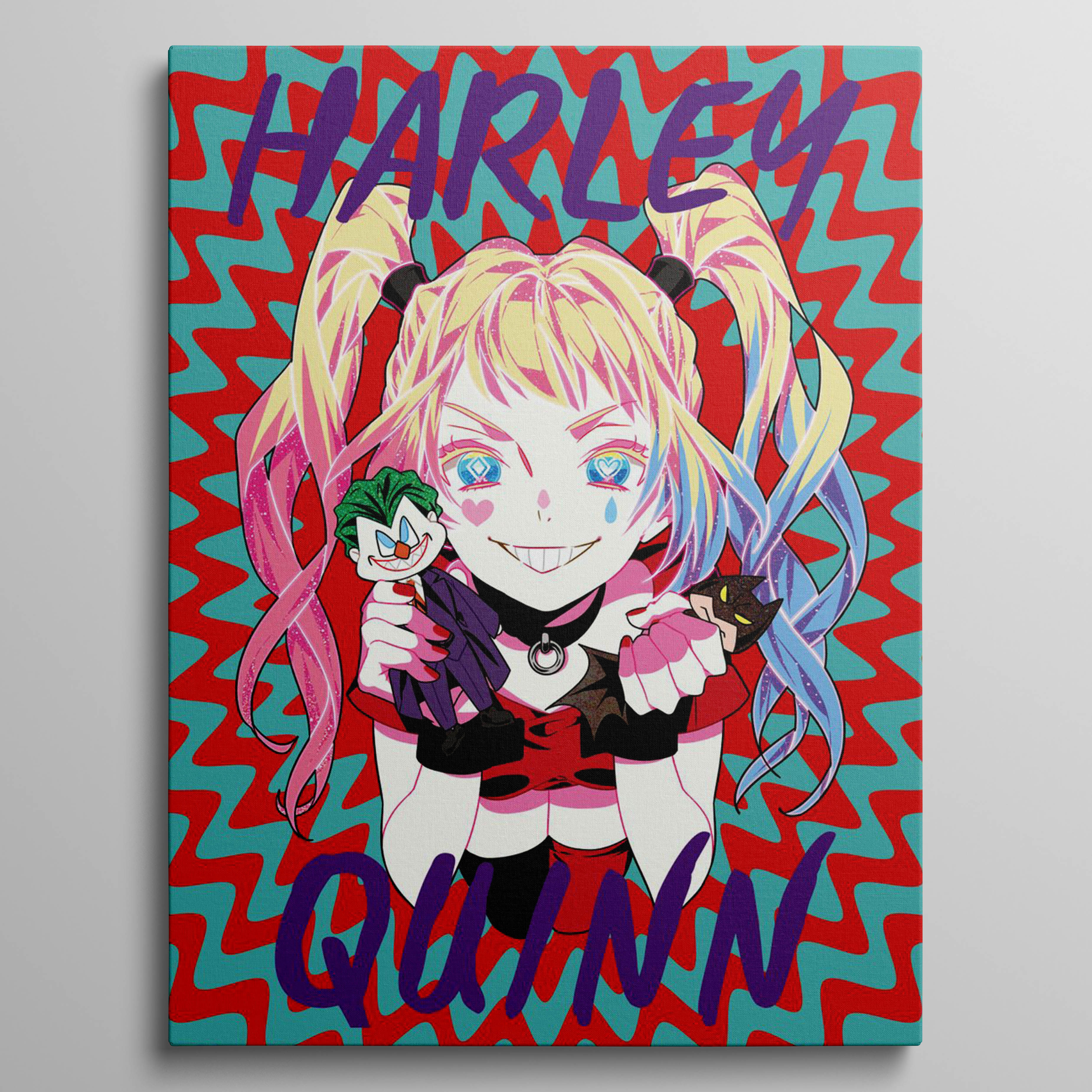 Harley with Joker and Batman doll