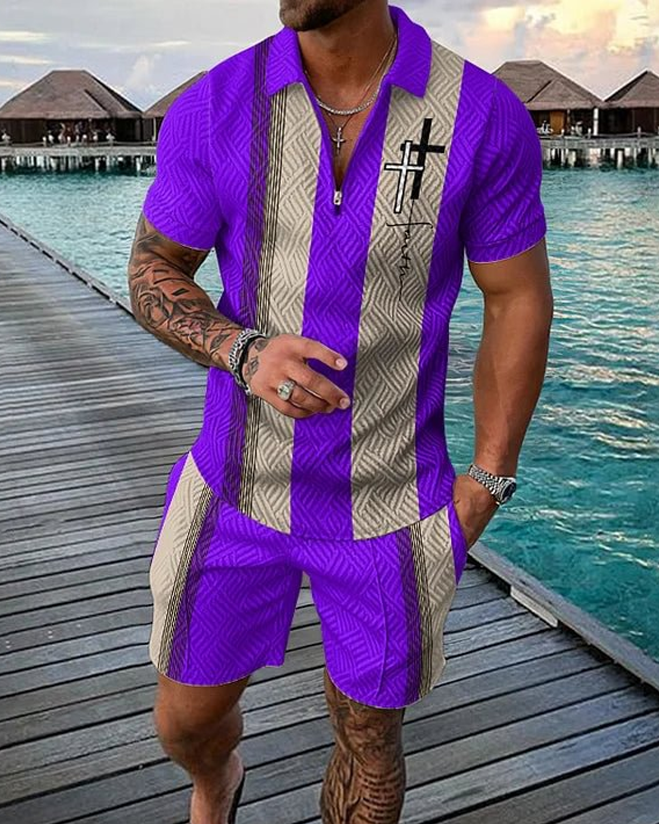 Cross Faith Polo Shirt And Shorts Co-Ord