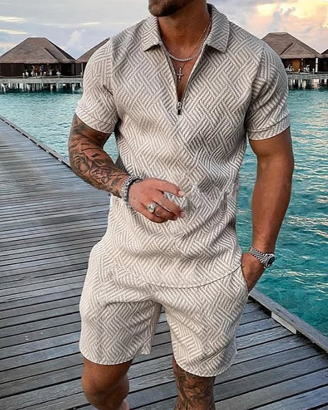 Casual Polo Shirt And Shorts Co-Ord